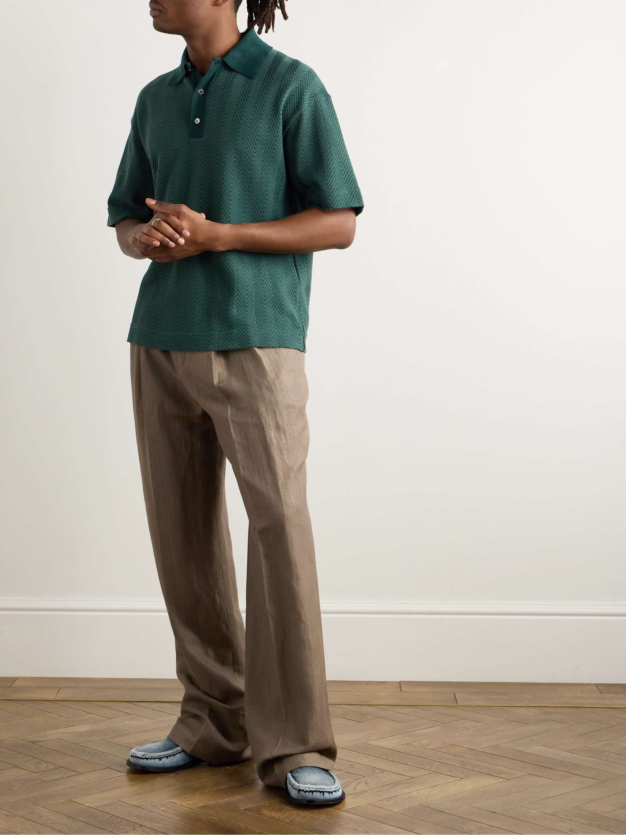 Textured Cotton-Blend Polo Shirt view