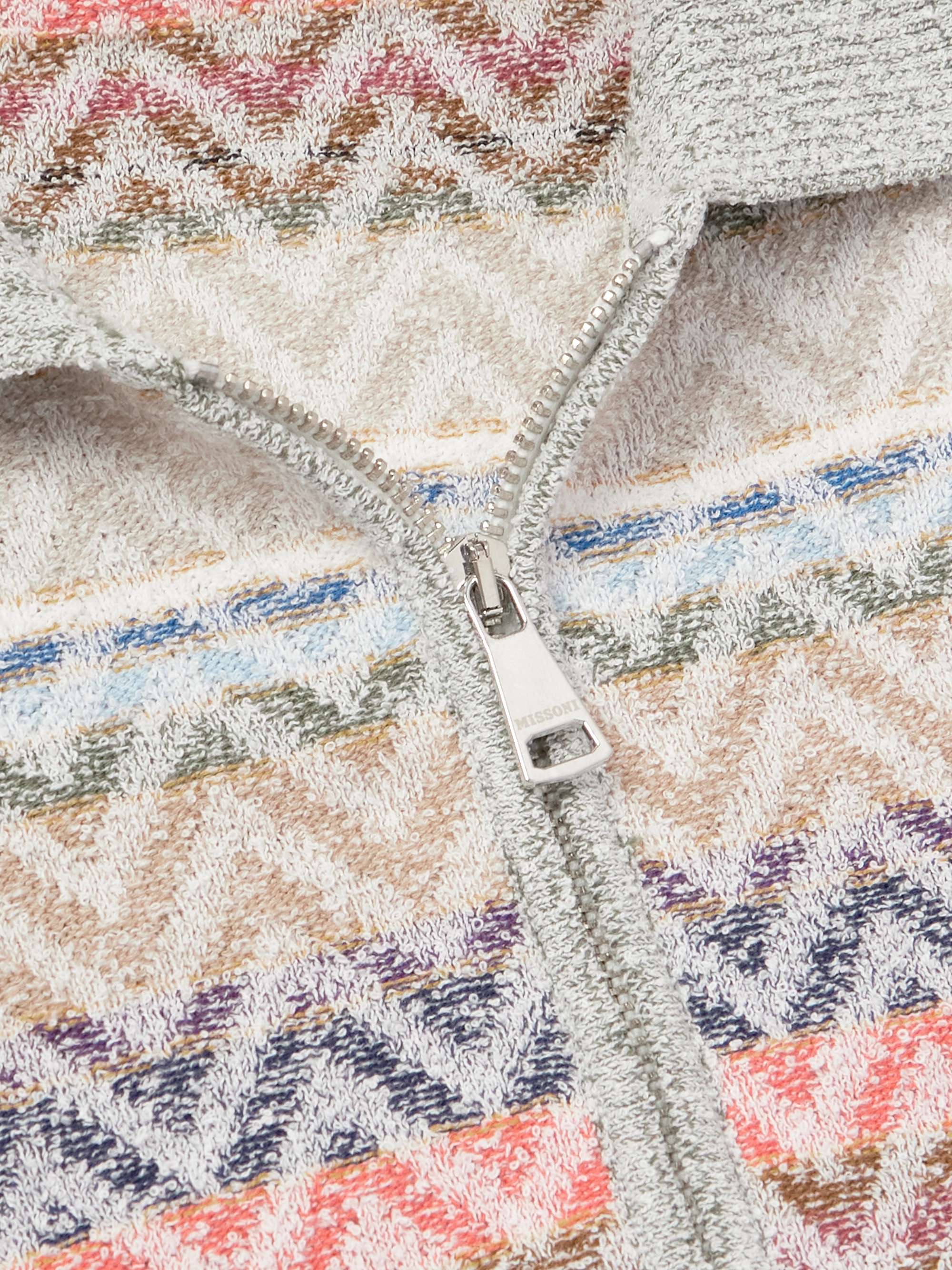 Striped Cotton-Blend Jacquard Half-Zip Polo Shirt view