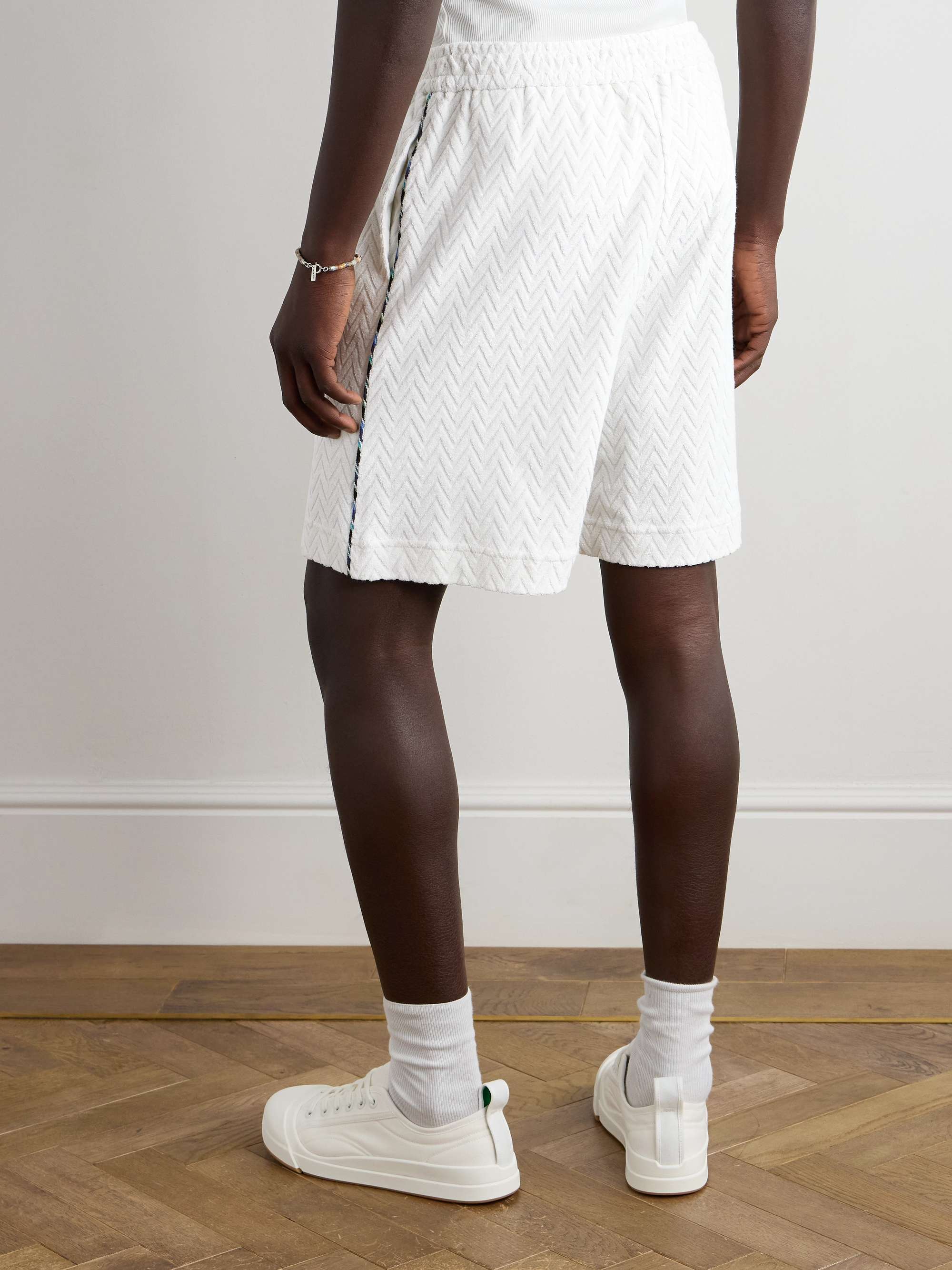 Straight-Leg Cotton-Blend Terry Jacquard Shorts view