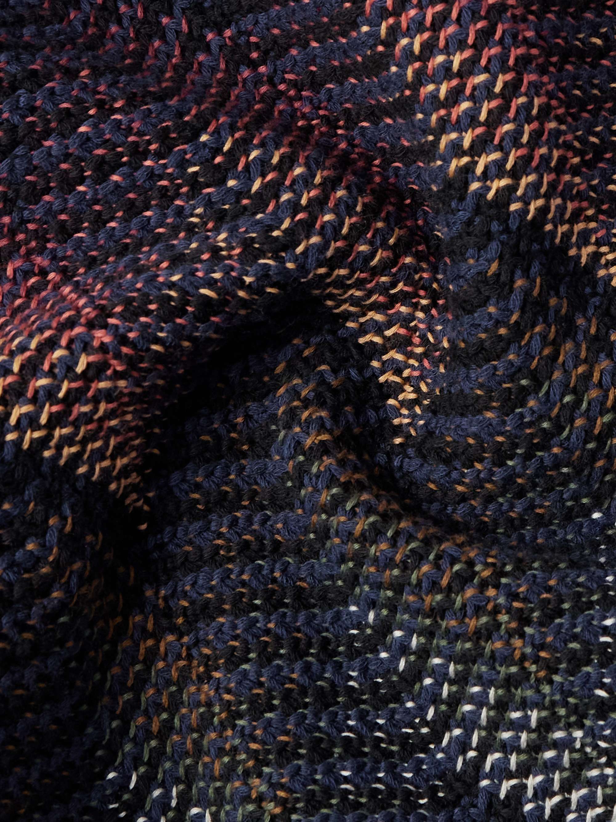 Jacquard-Knit Panelled Herringbone Cotton-Blend Drill Bomber Jacket view