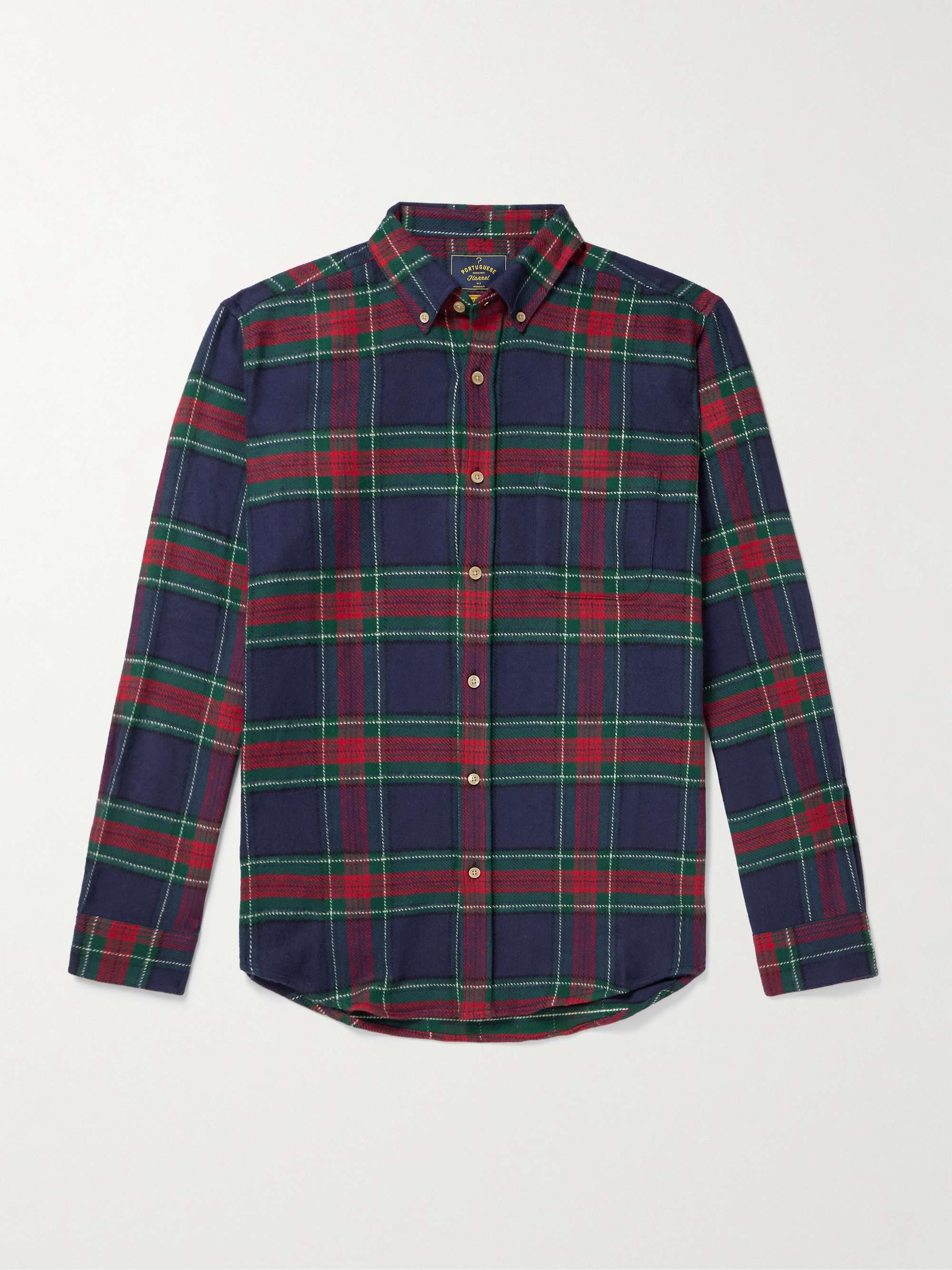Faru Button-Down Collar Checked Cotton-Flannel Shirt view