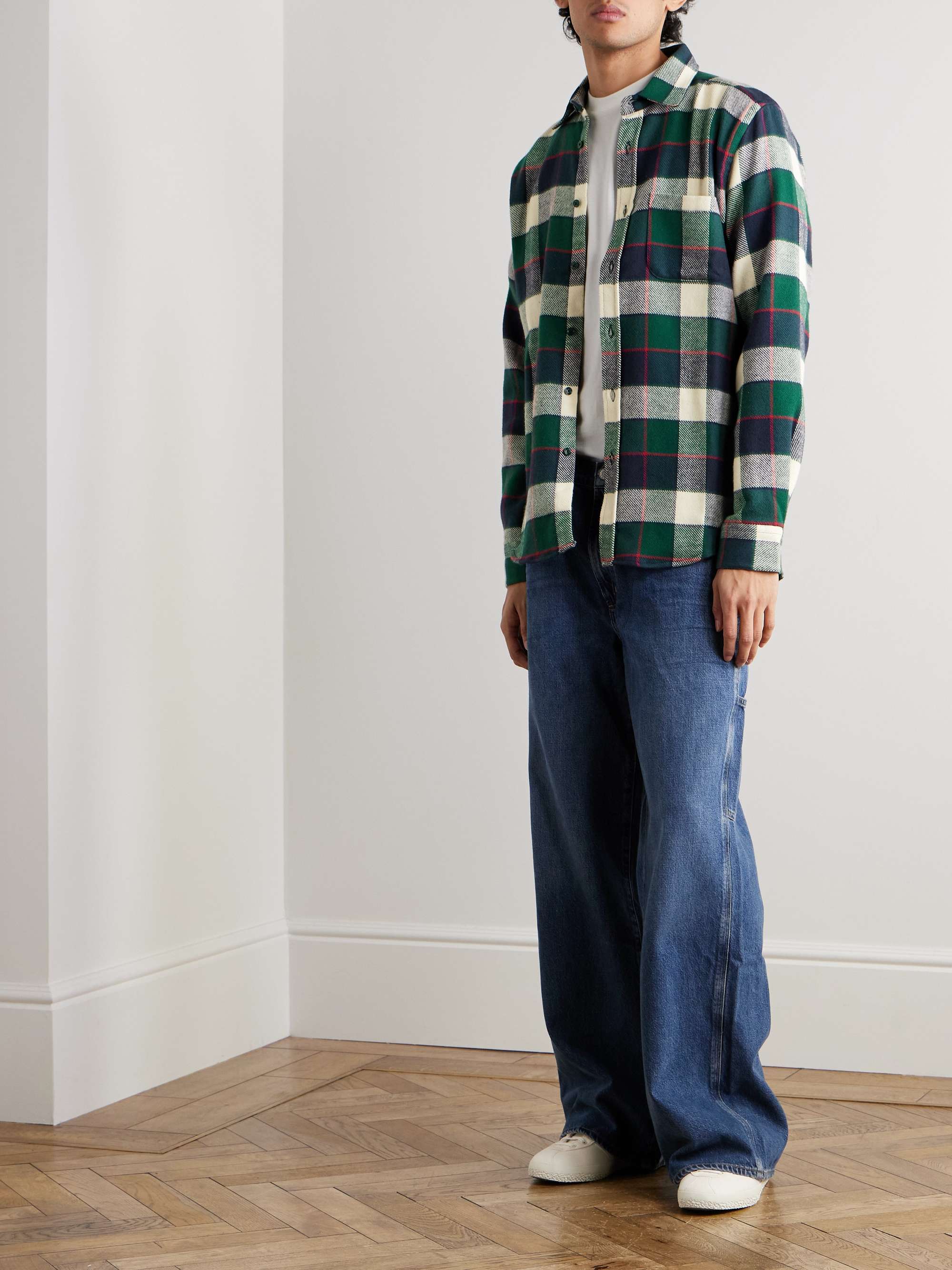 Bottle Checked Cotton-Flannel Shirt view