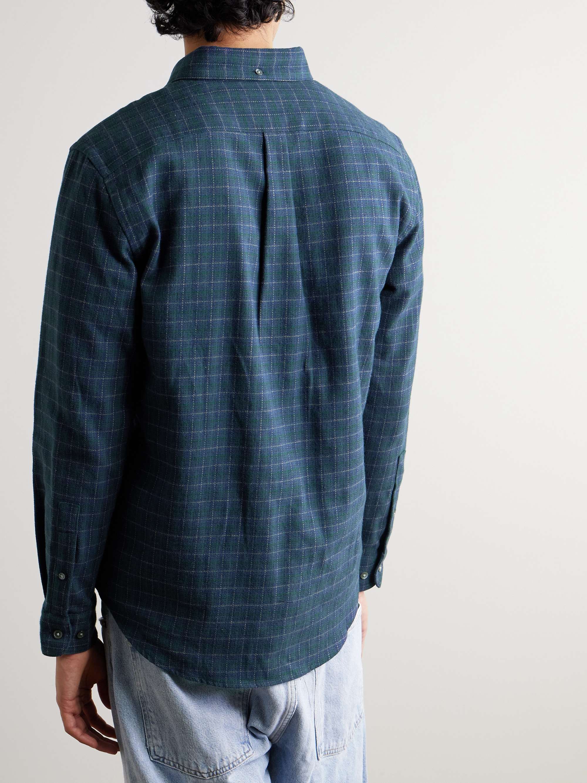 Minerva Button-Down Collar Checked Cotton-Flannel Shirt view