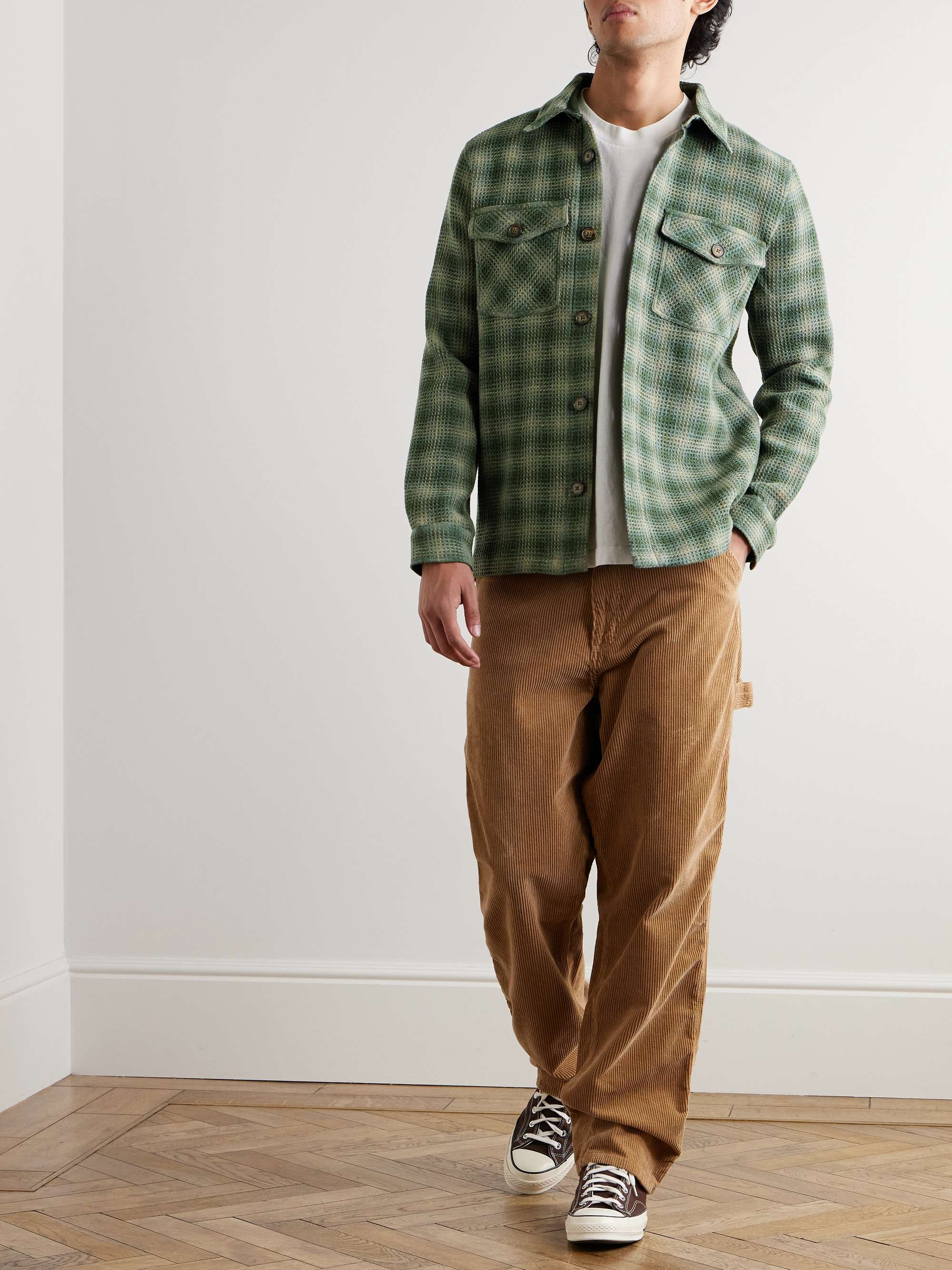 Waffle-Knit Checked Wool Overshirt view