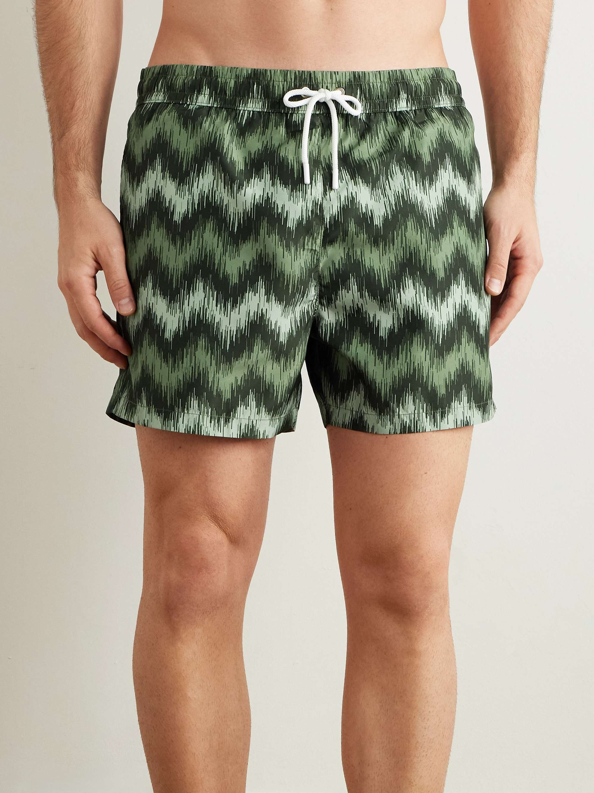 High Frequency Straight-Leg Mid-Length Striped Swim Shorts view