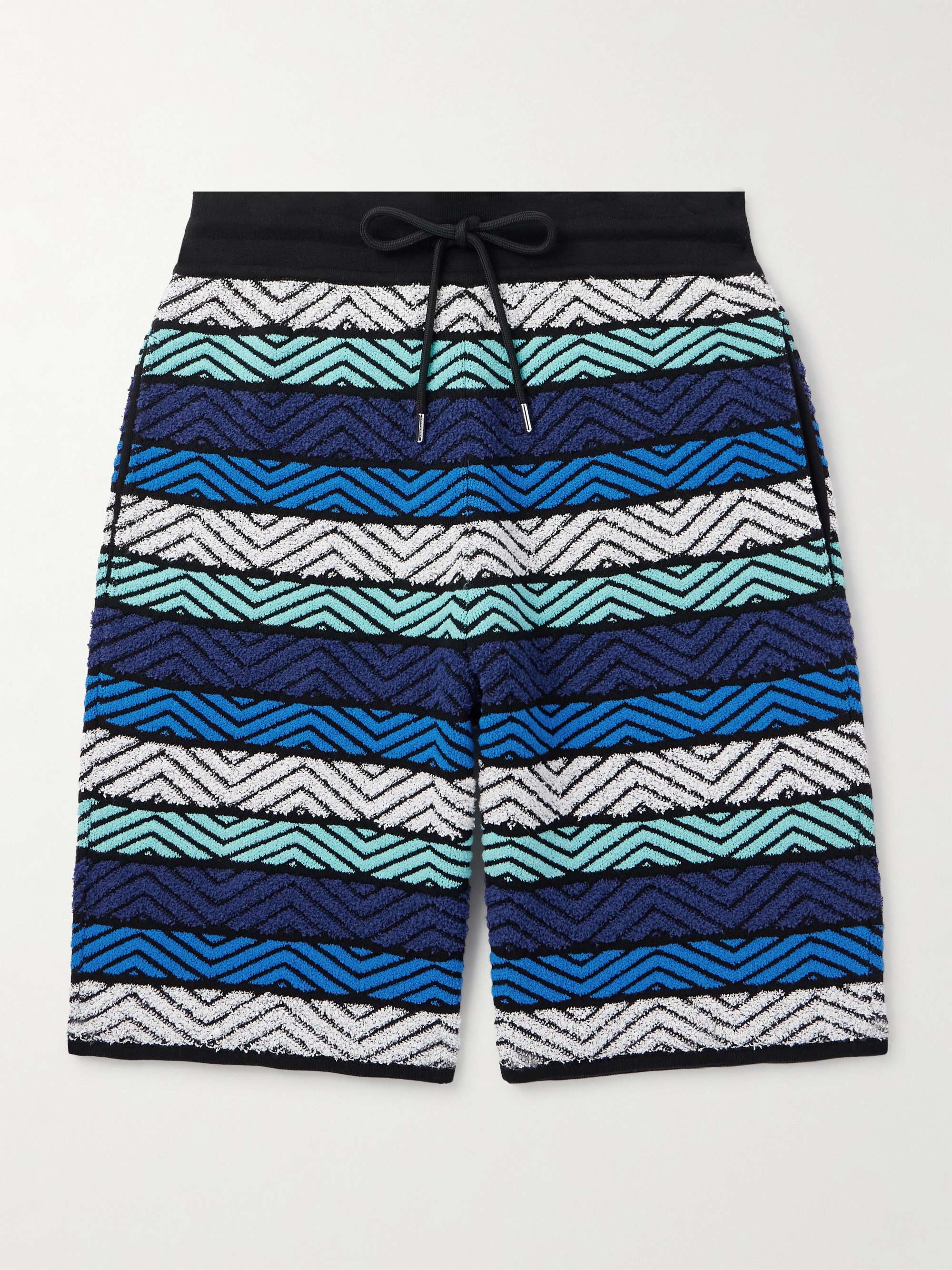 Straight-Leg Striped Cotton-Blend Bouclé Drawstring Shorts view