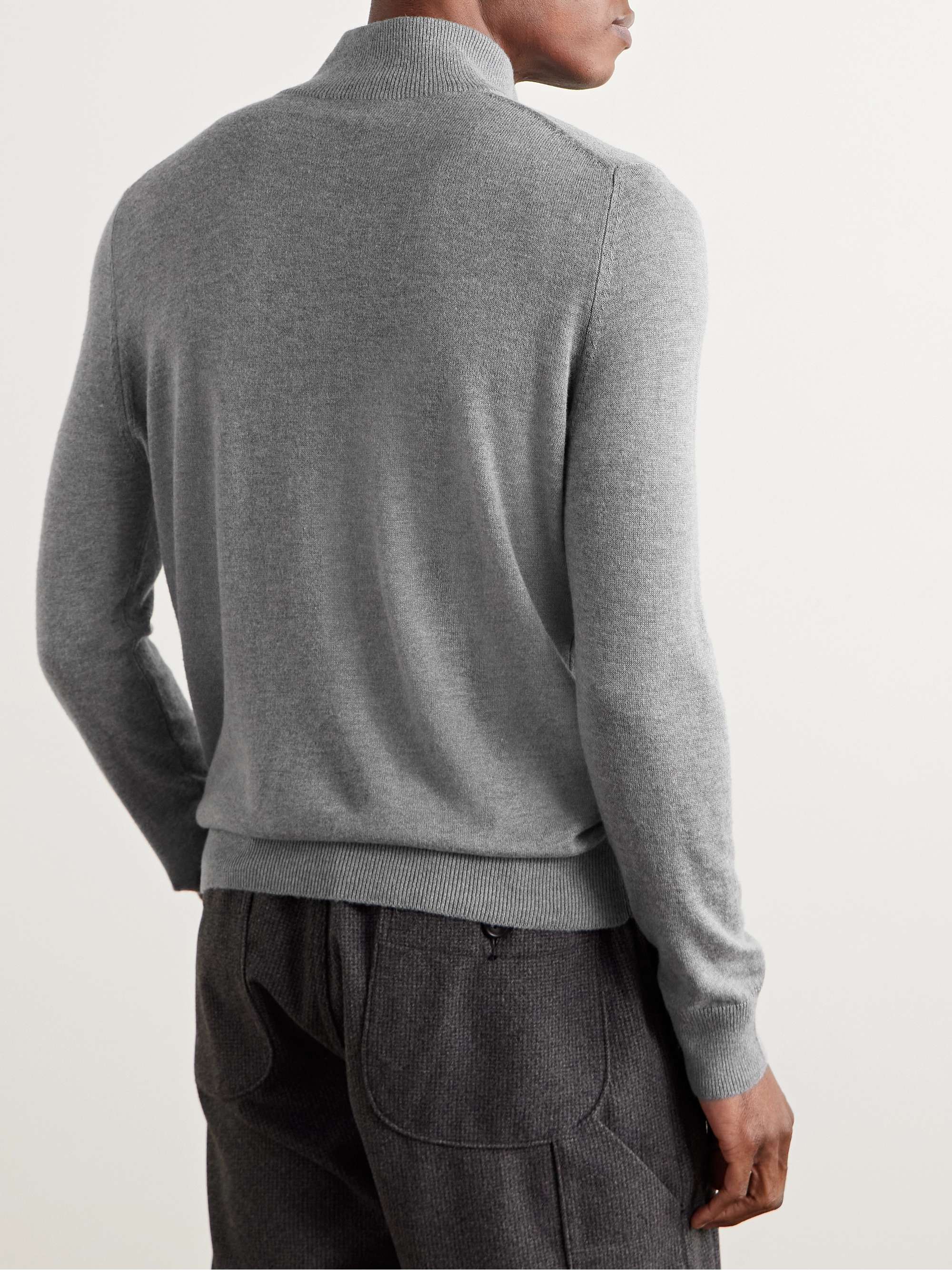 Mulberry Silk and Cashmere-Blend Half-Zip Sweater view