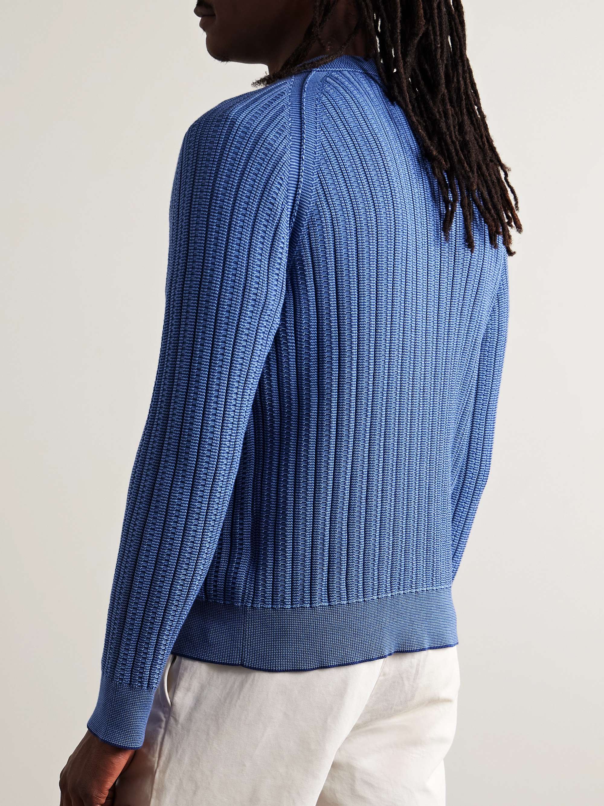 Slim-Fit Ribbed Cotton Cardigan view