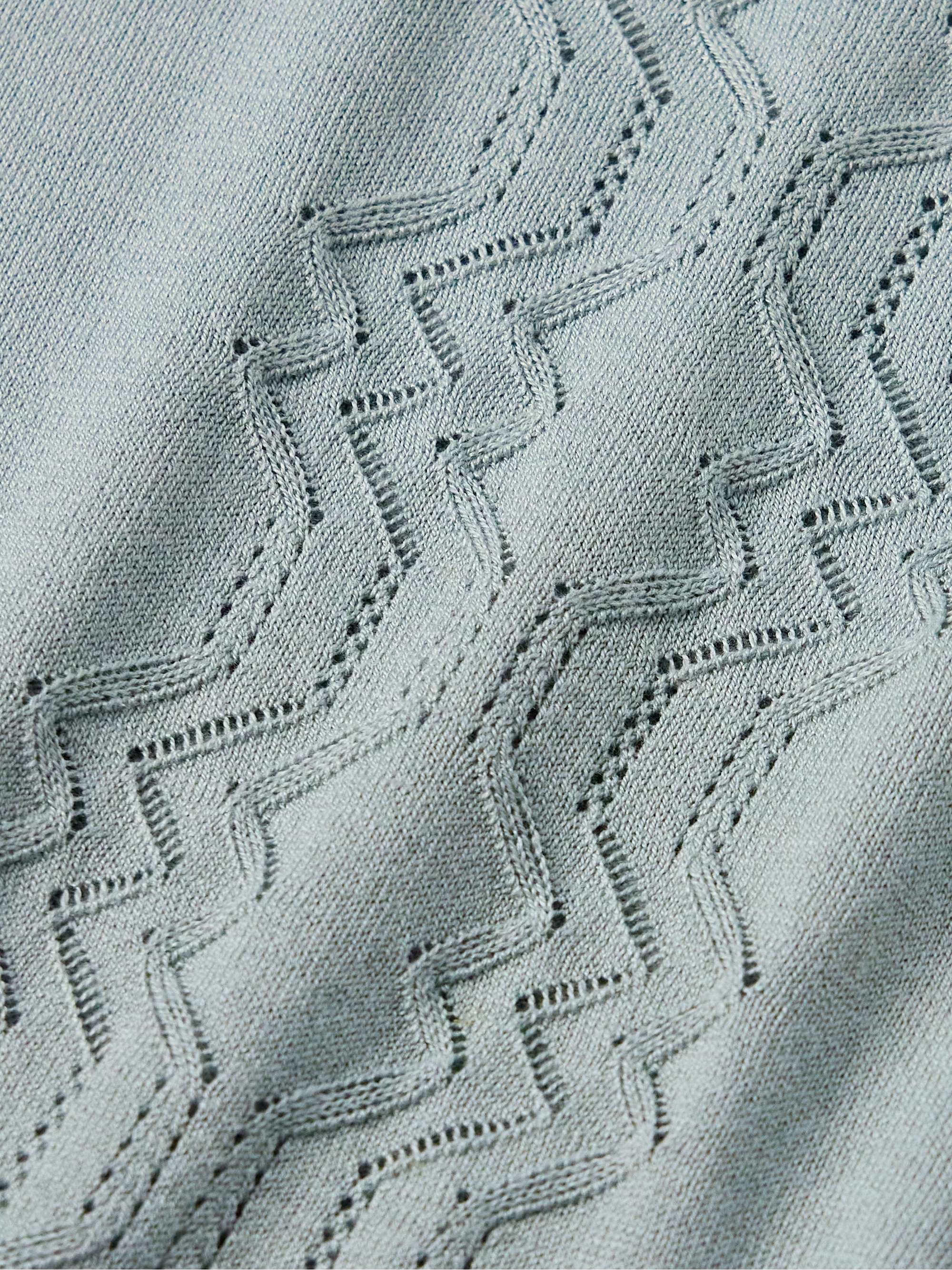 Slim-Fit Pointelle-Knit Cotton and Silk-Blend Cardigan view