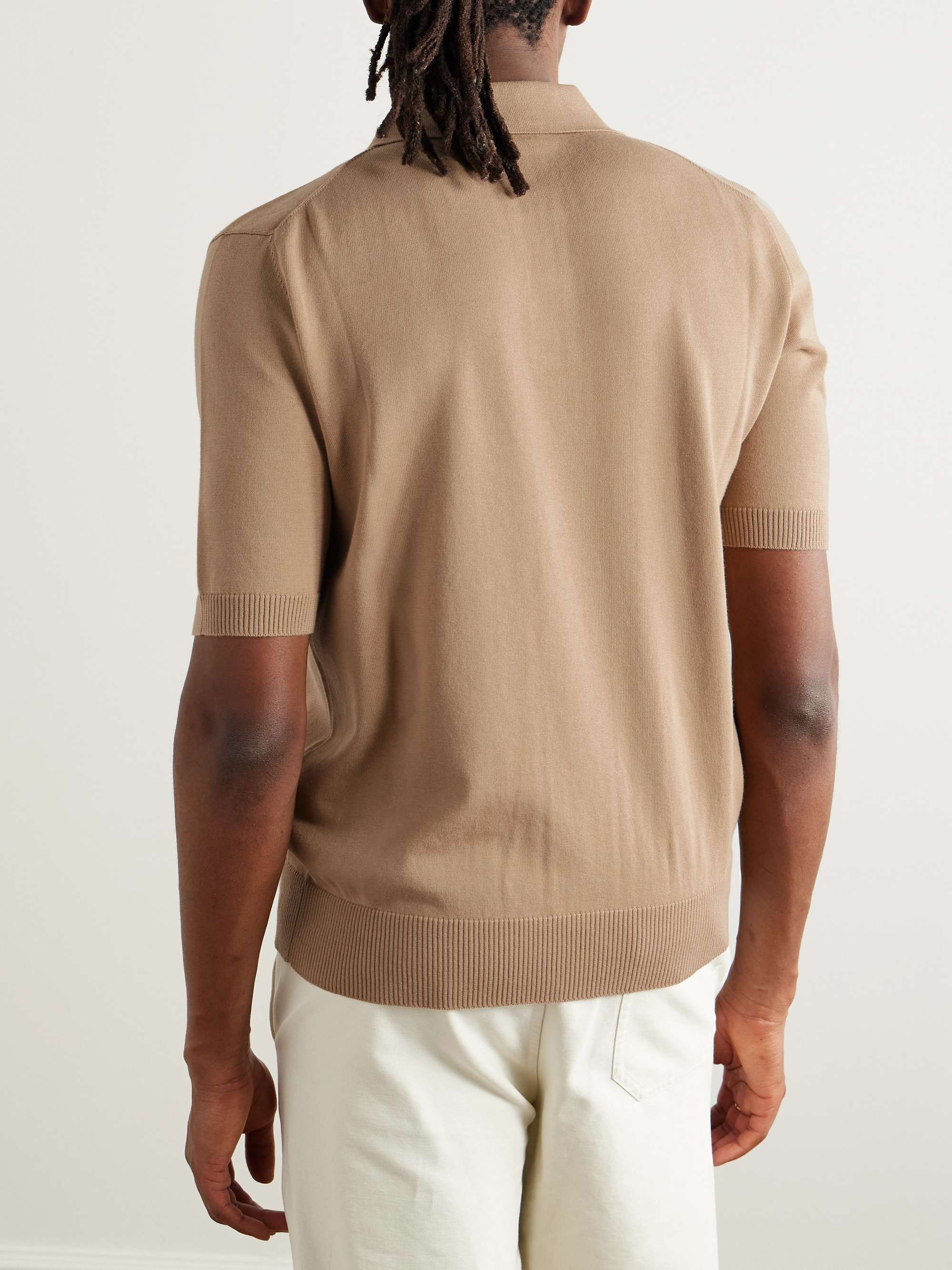 Pointelle-Knit Cotton Polo Shirt view