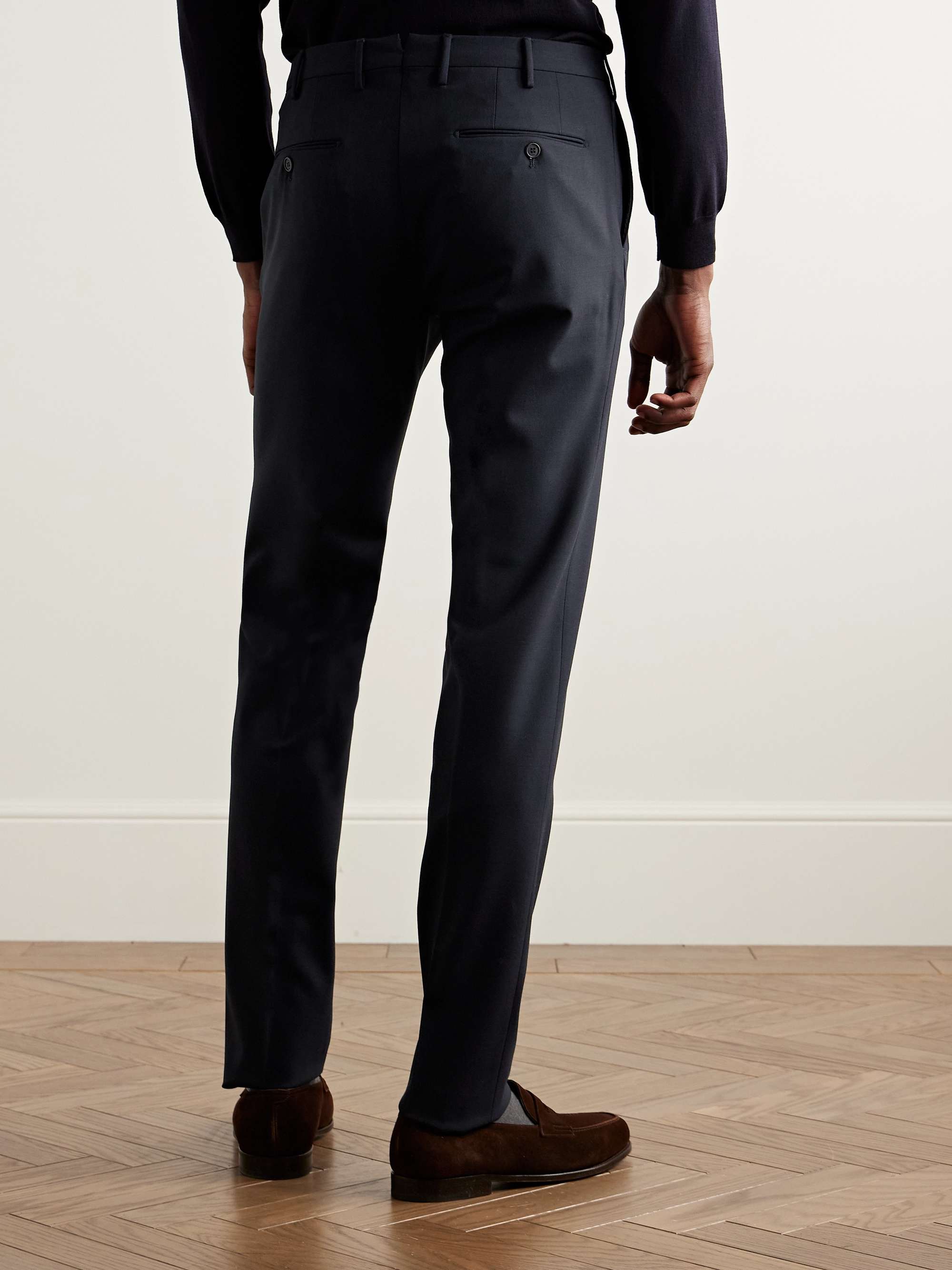 Slim-Fit Tapered Virgin Wool-Blend Trousers view