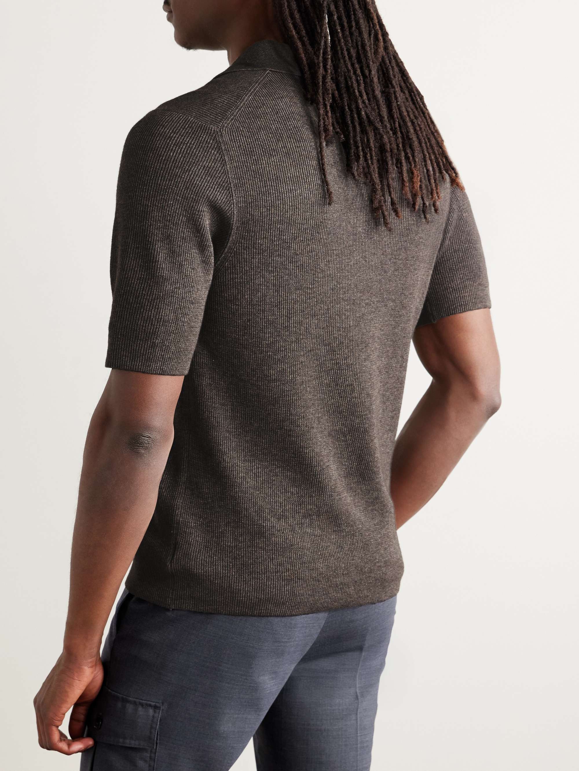 Zanone Slim-Fit Ribbed Cotton Polo Shirt view