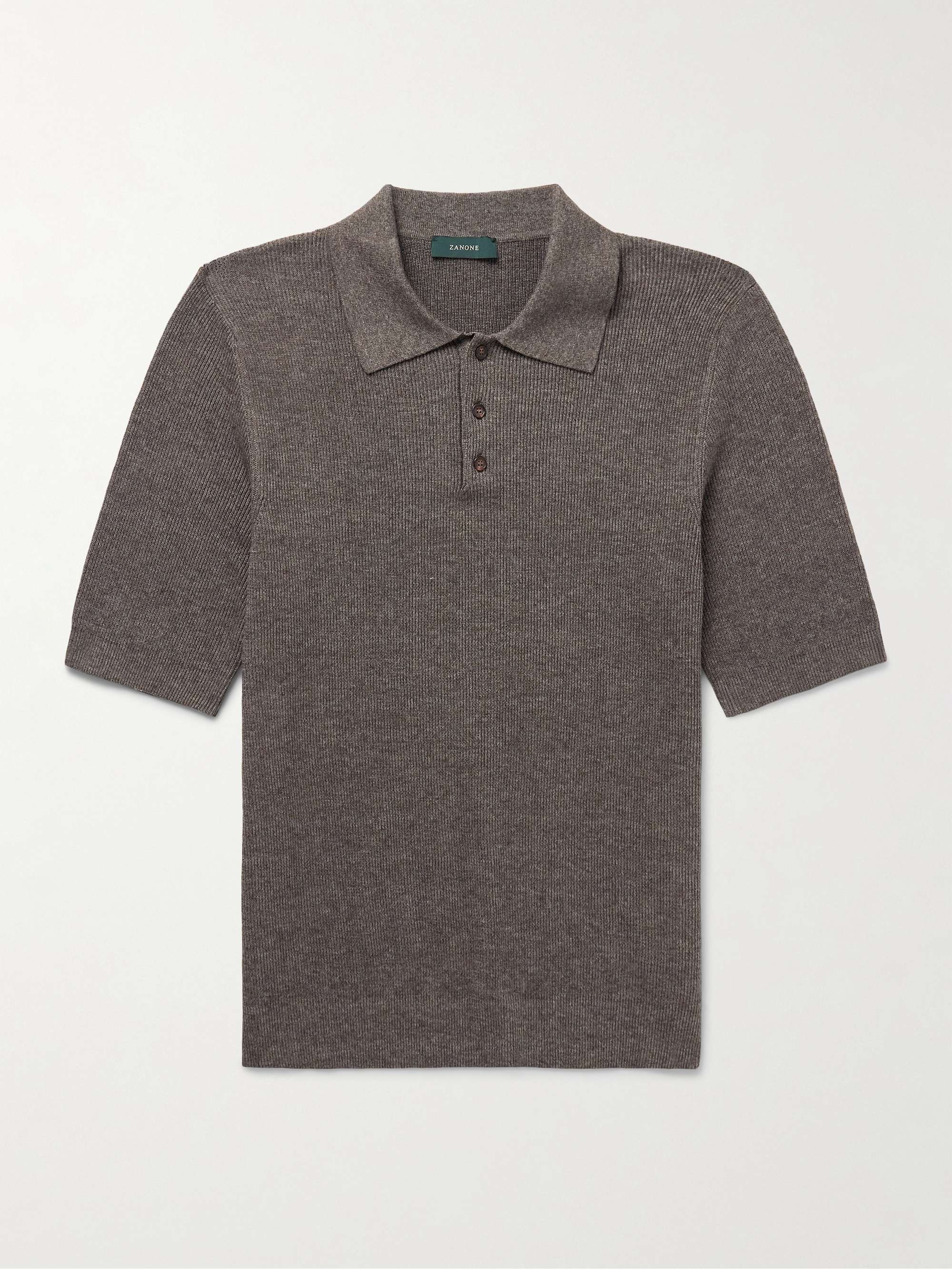 Zanone Slim-Fit Ribbed Cotton Polo Shirt view