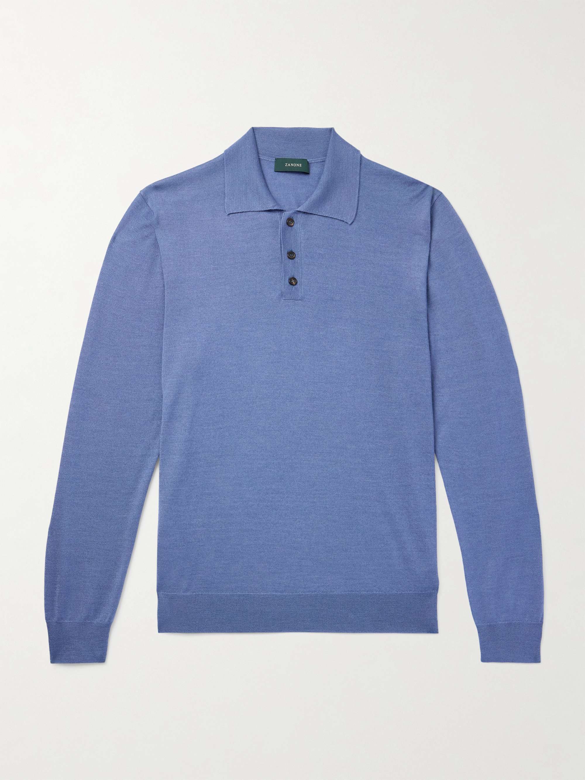 Zanone Cashmere and Silk-Blend Polo Shirt view