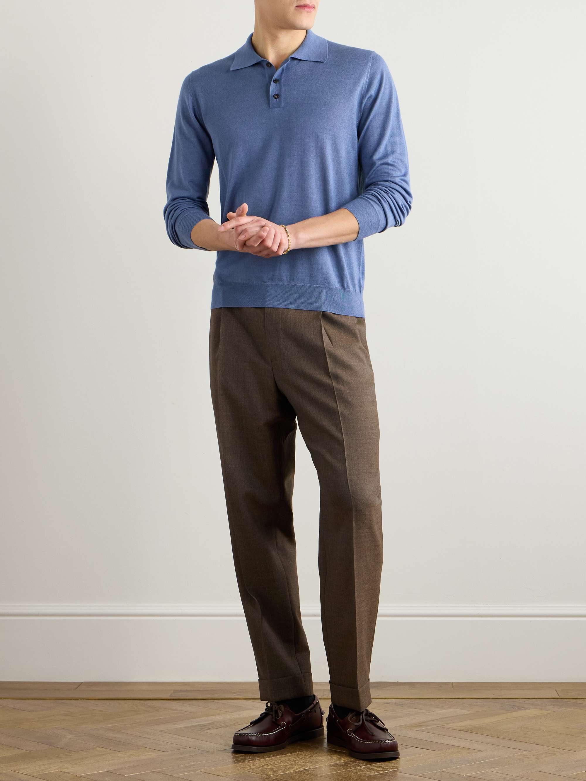 Zanone Cashmere and Silk-Blend Polo Shirt view
