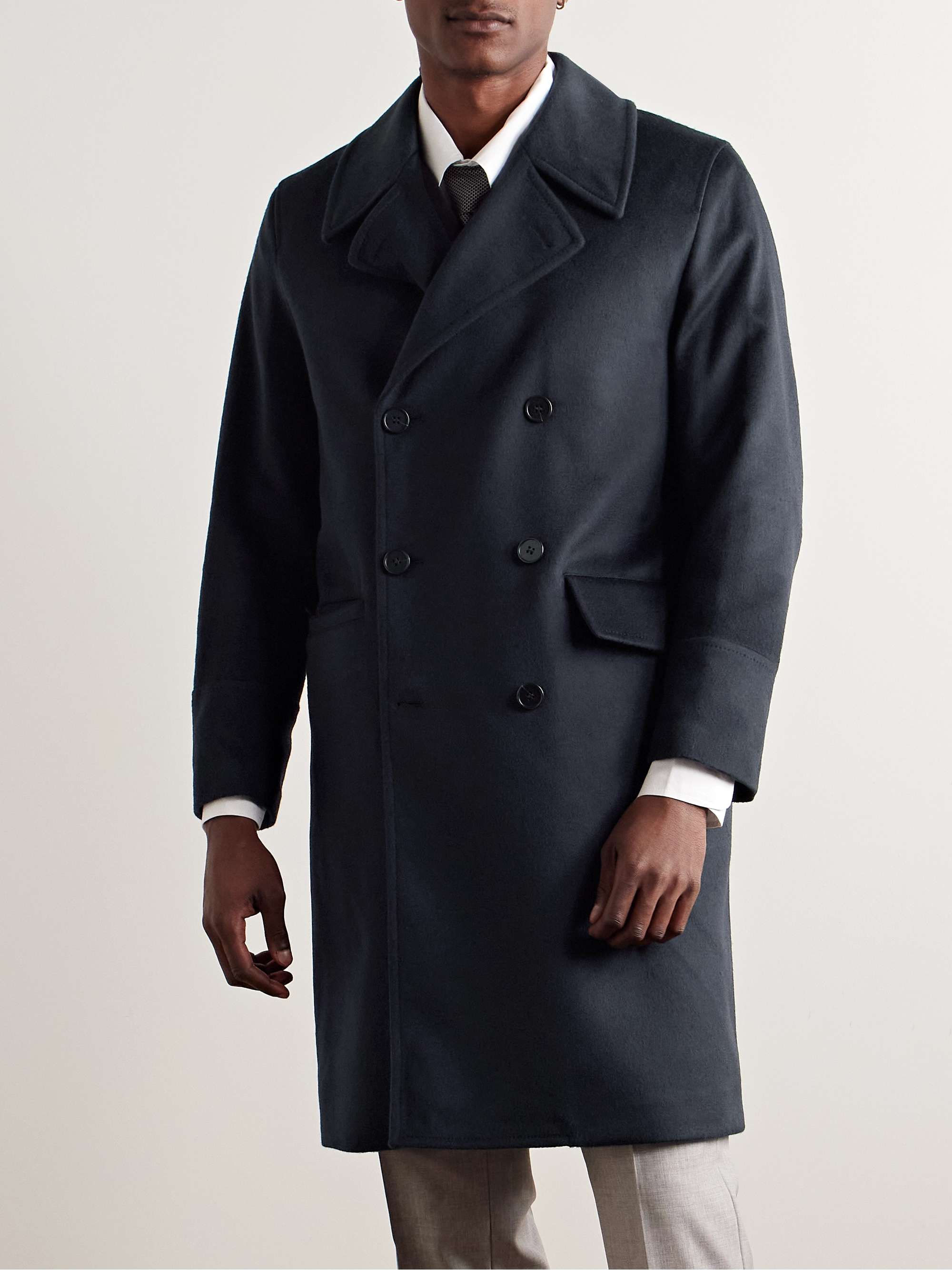 Double-Breasted Wool and Cashmere-Blend Felt Coat view