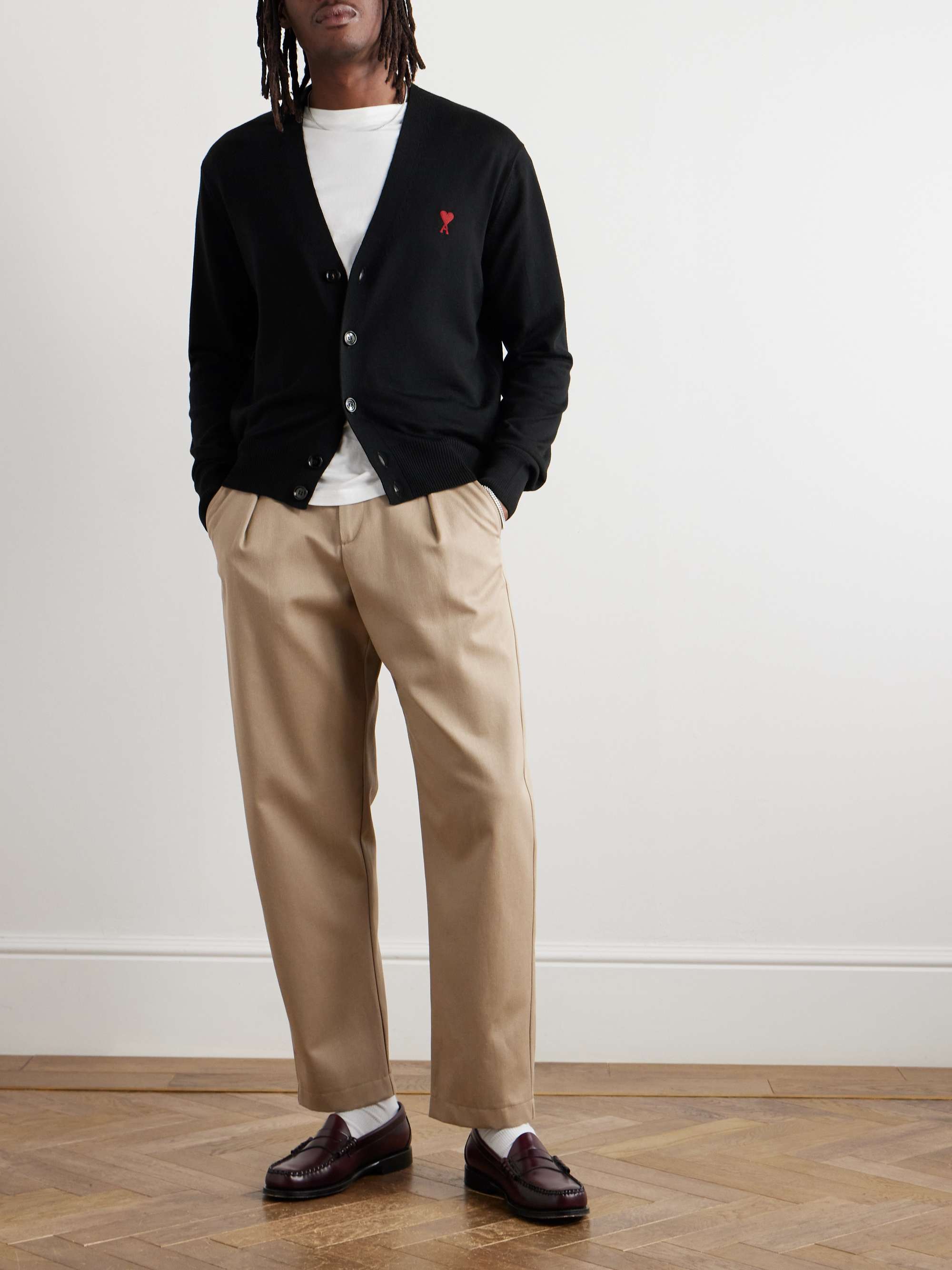 Slim-Fit Logo-Embroidered Merino Wool Cardigan view