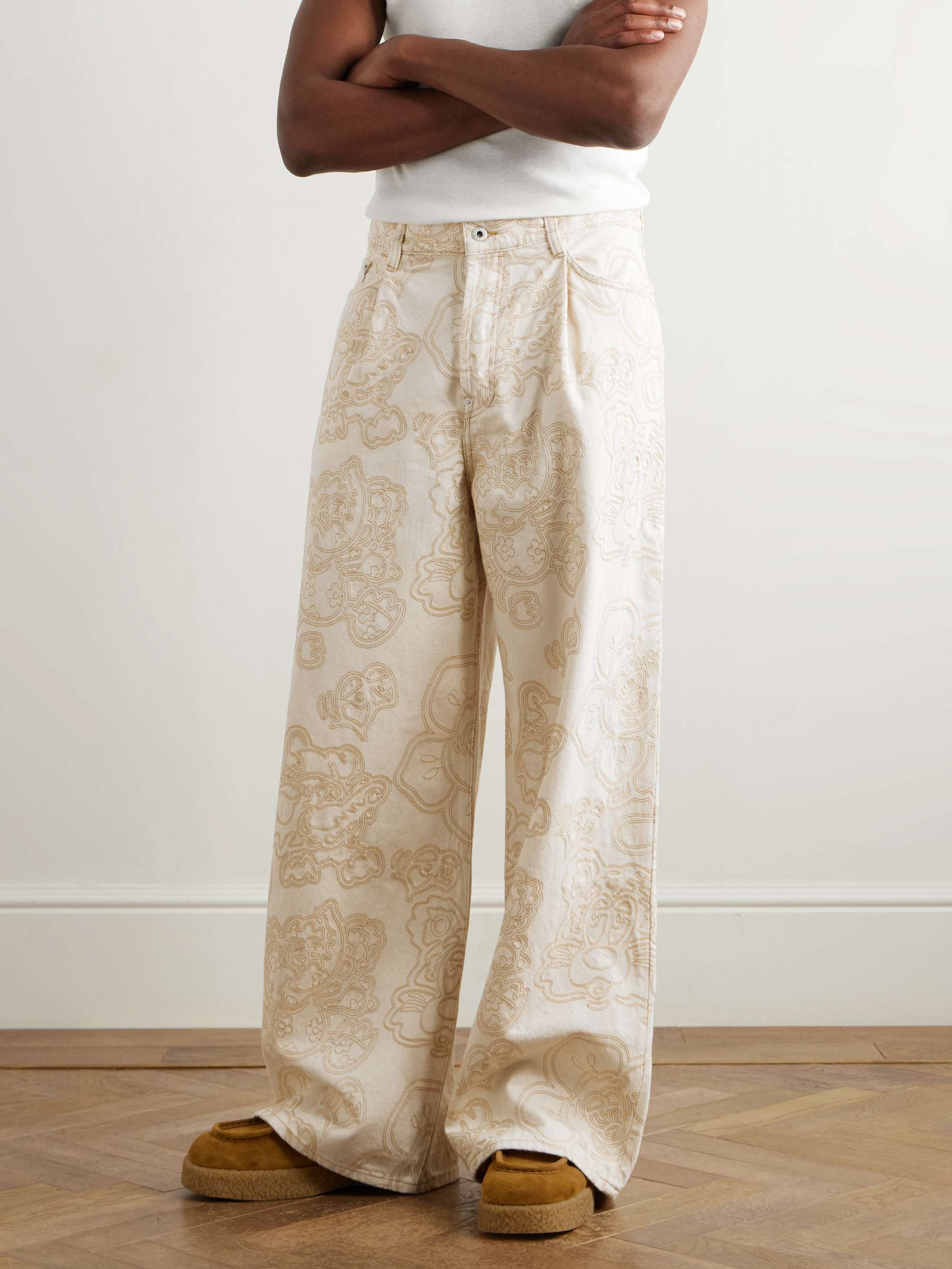 + Verdy Wide-Leg Pleated Embroidered Jeans view