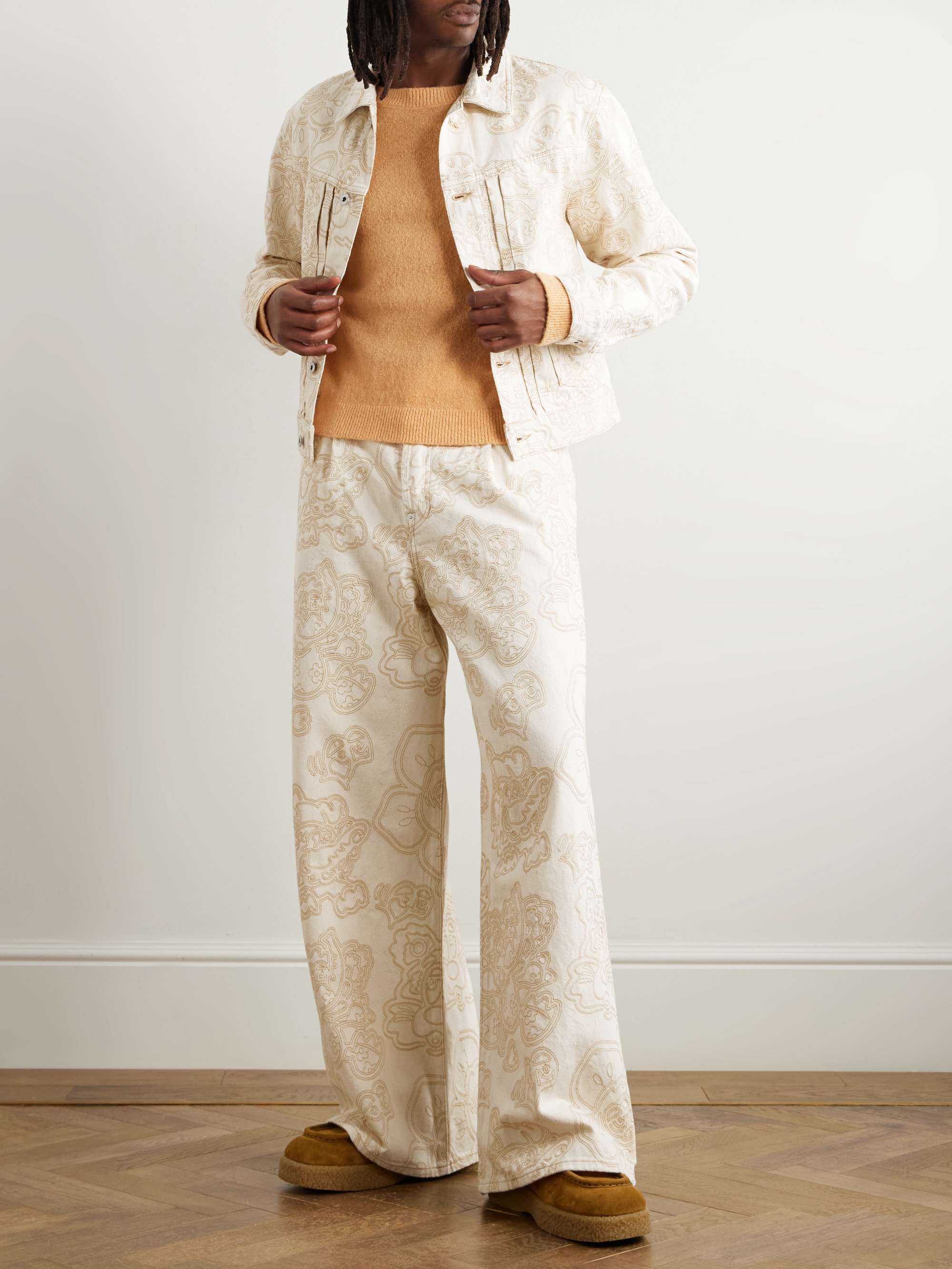 + Verdy Wide-Leg Pleated Embroidered Jeans view