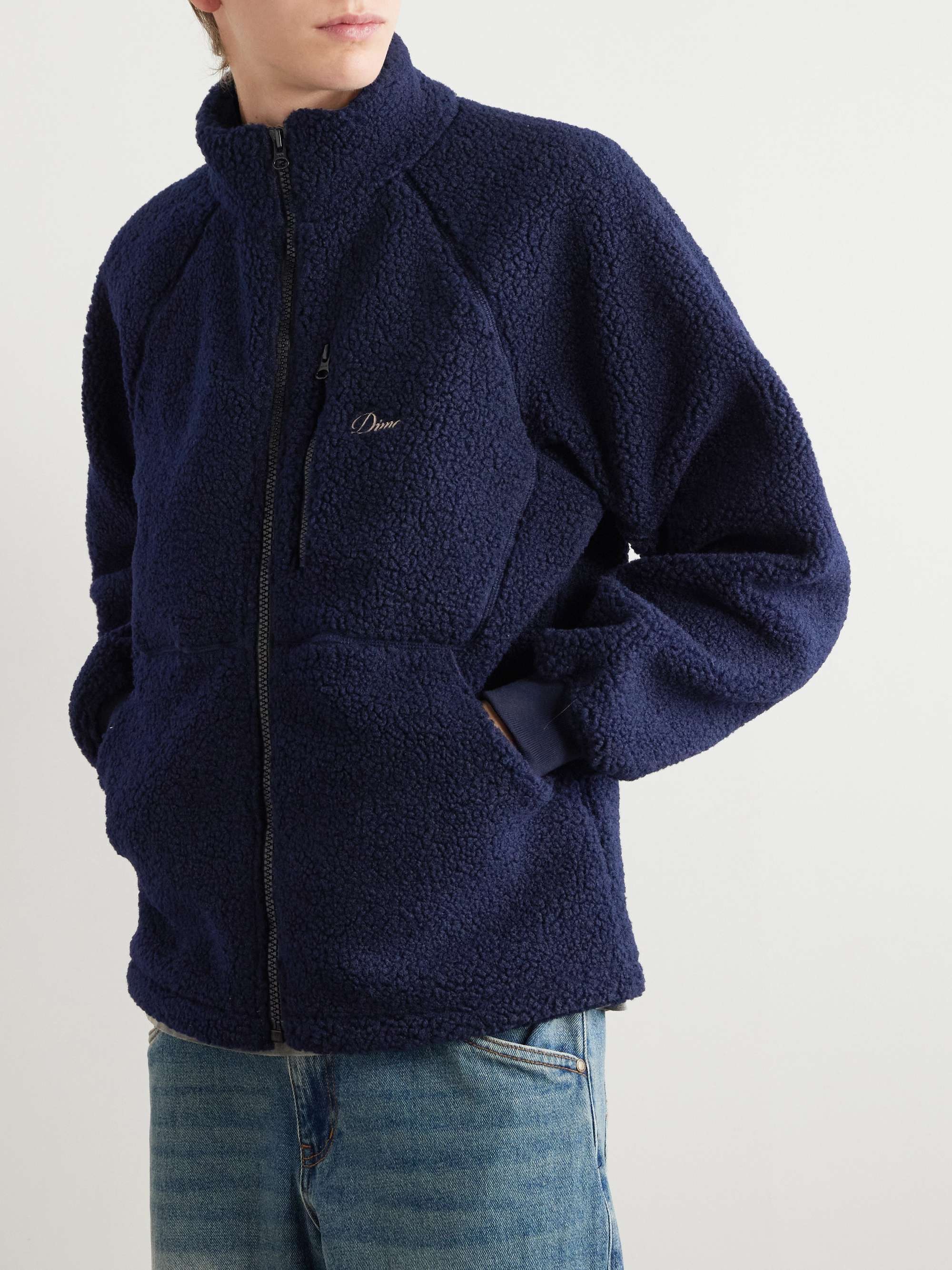 Logo-Embroidered Panelled Fleece Jacket view