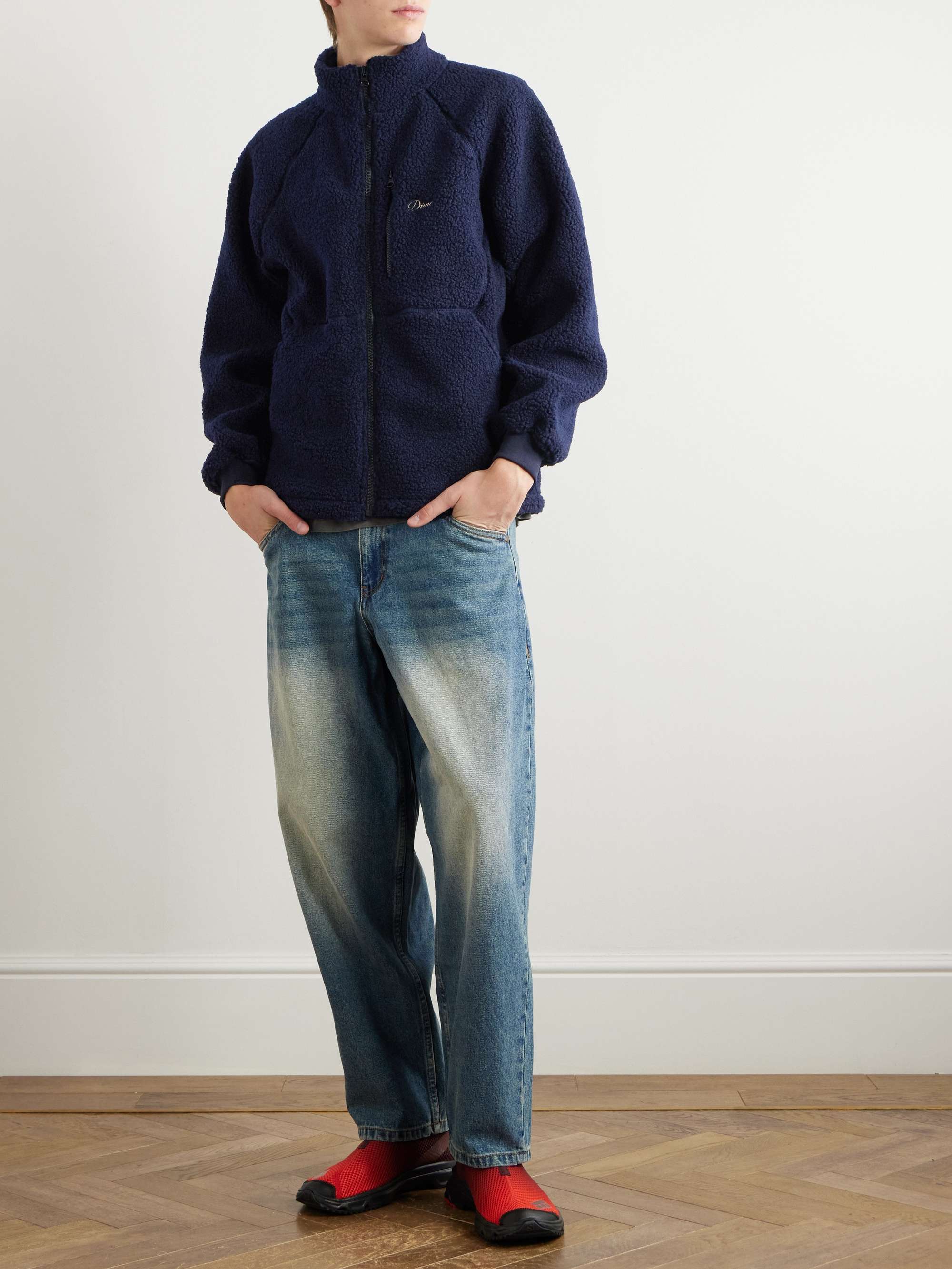 Logo-Embroidered Panelled Fleece Jacket view