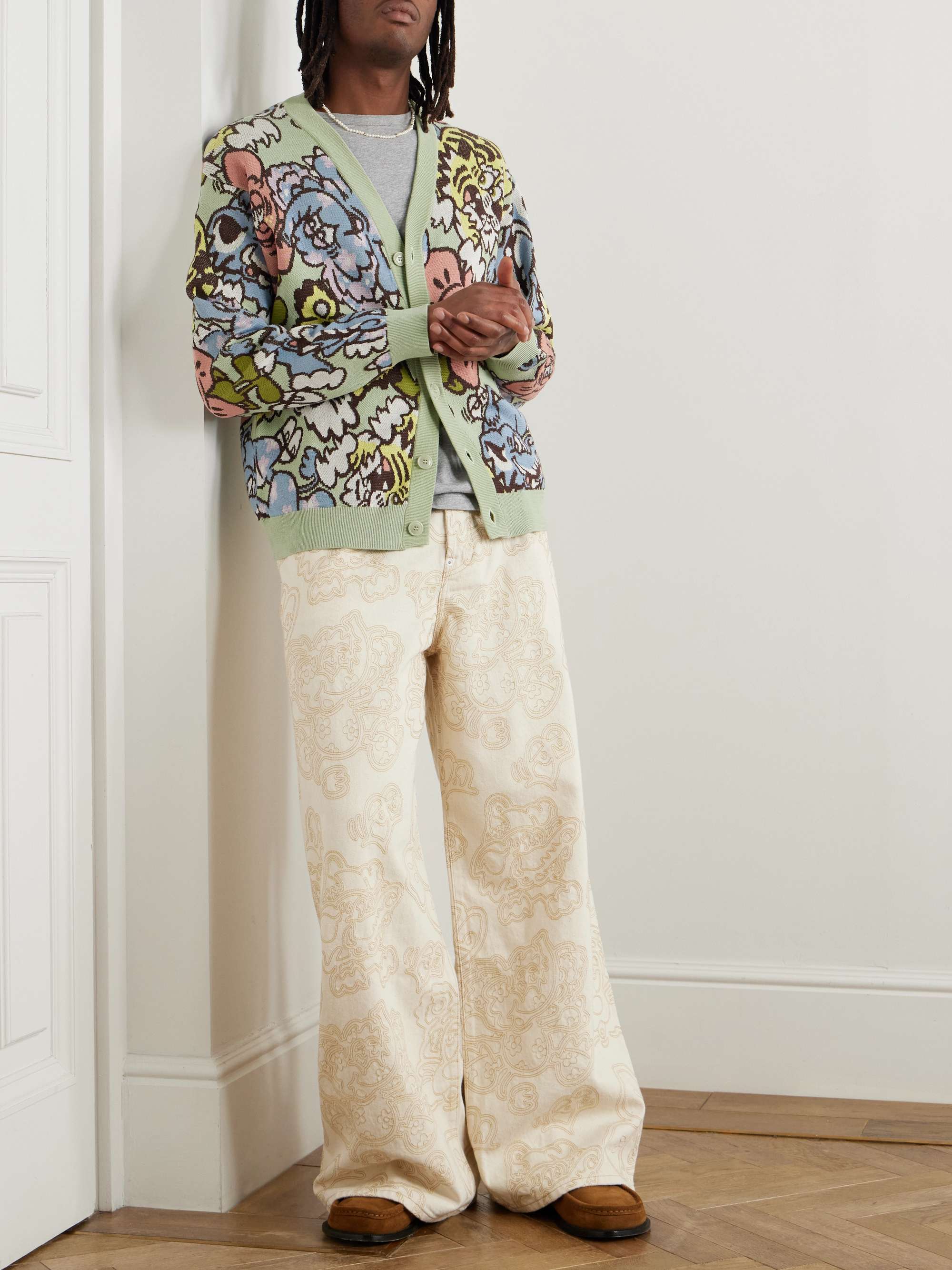 + Verdy Jacquard-Knit Cotton-Blend Cardigan view