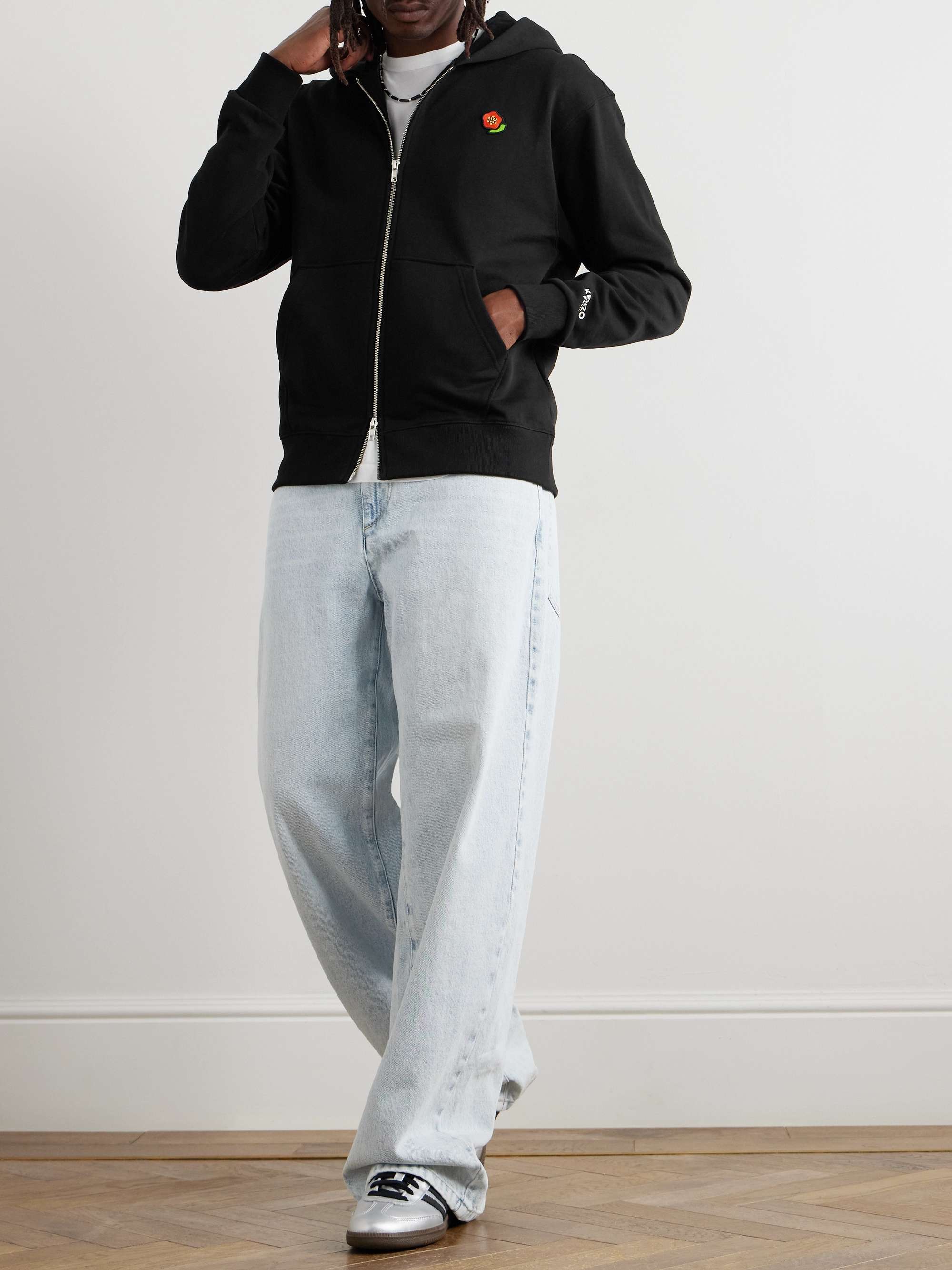 Pop Logo-Embroidered Cotton-Jersey Zip-Up Hoodie view