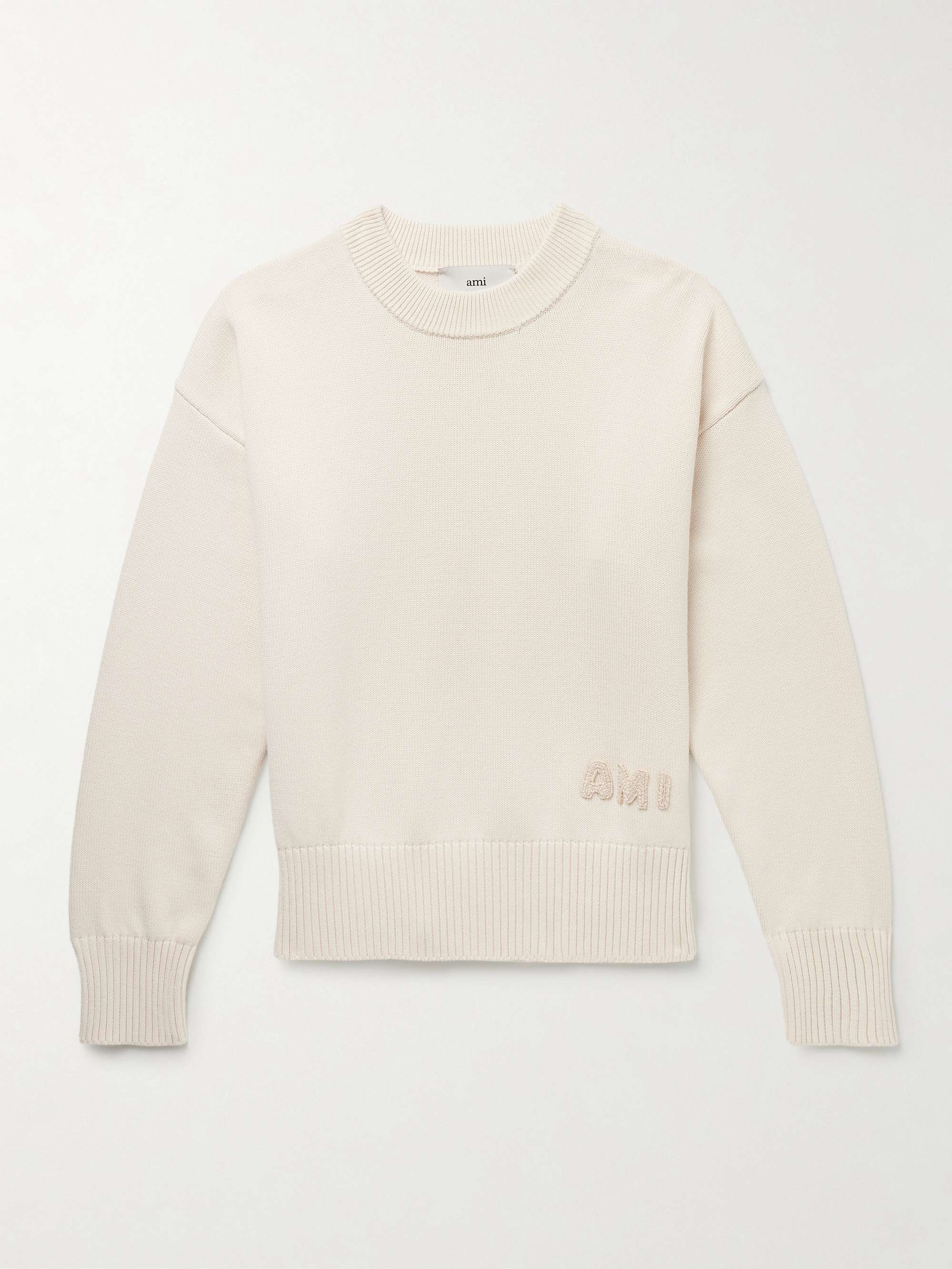 Logo-Appliquéd Organic Cotton and Wool-Blend Sweater view