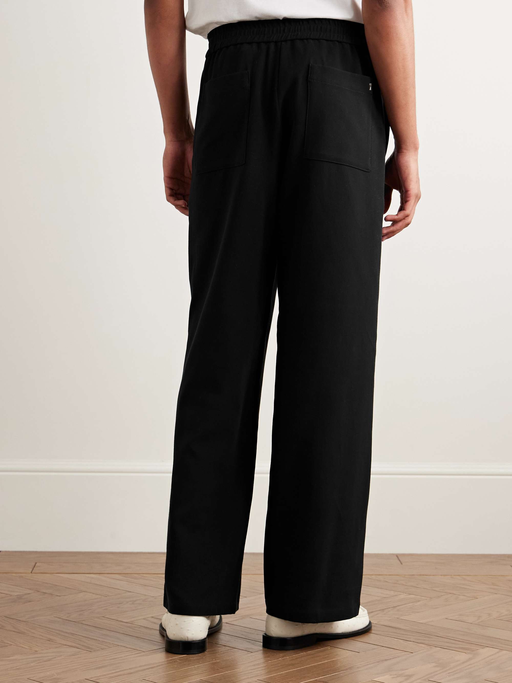 Flared Belted Cotton-Twill Trousers view