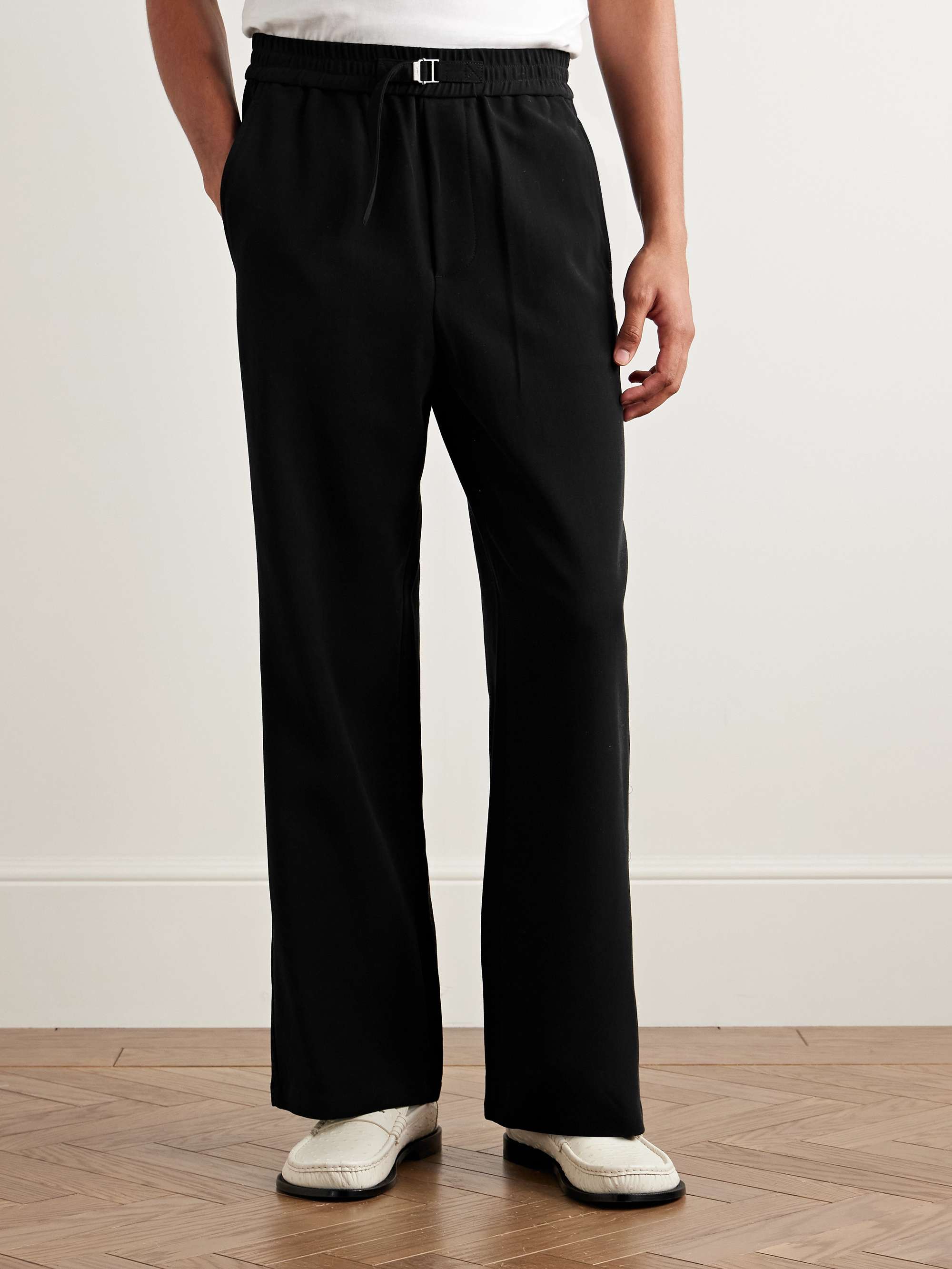Flared Belted Cotton-Twill Trousers view