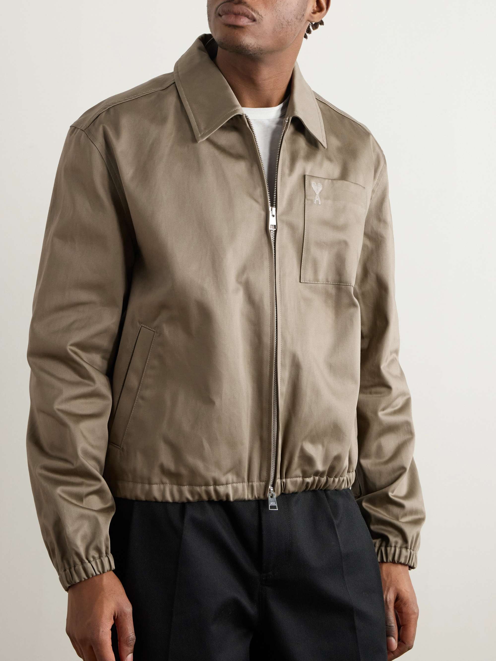 Logo-Embroidered Cotton-Gabardine Blouson Jacket view