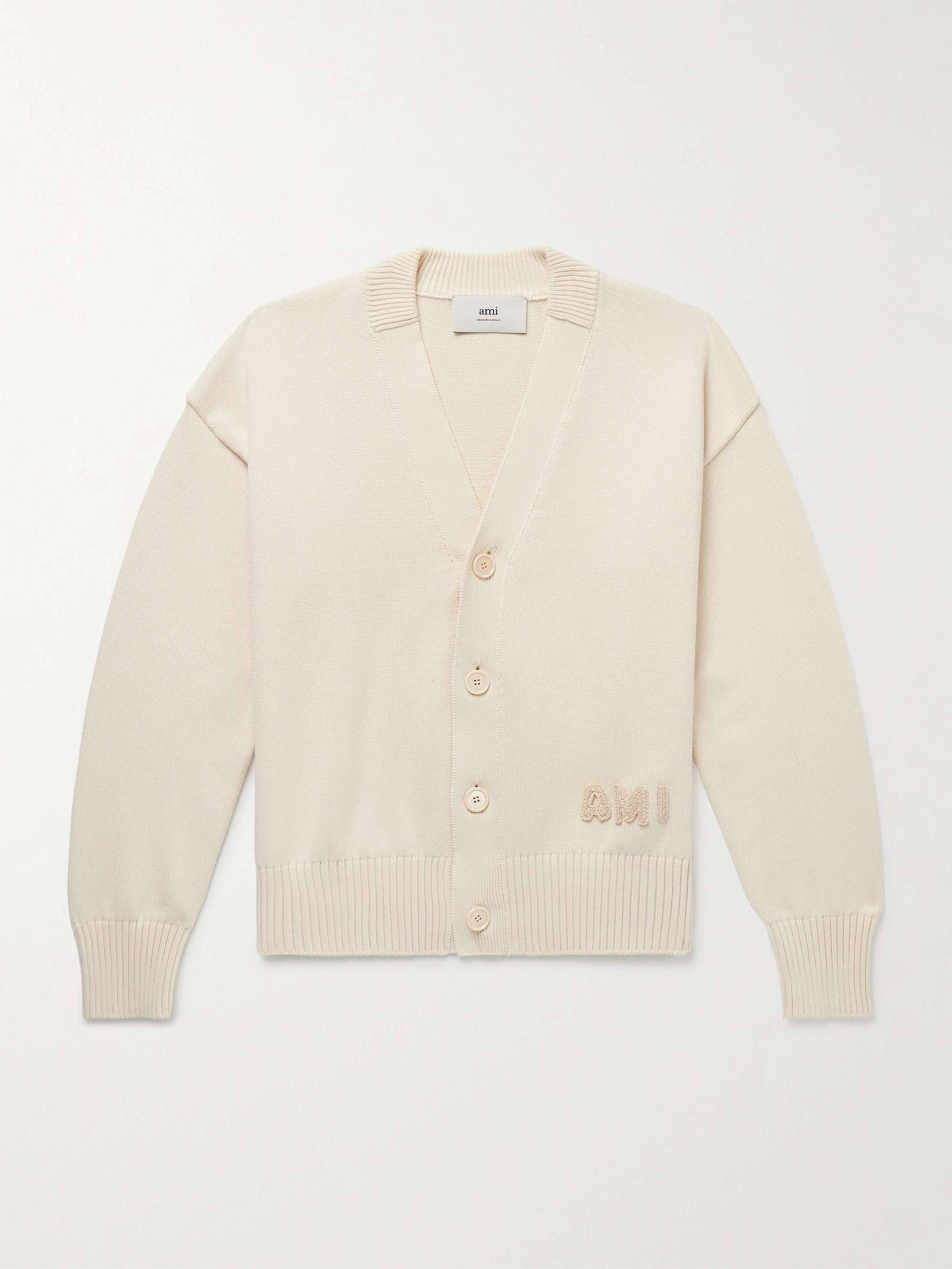 Logo-Embroidered Organic Cotton and Wool-Blend Cardigan view