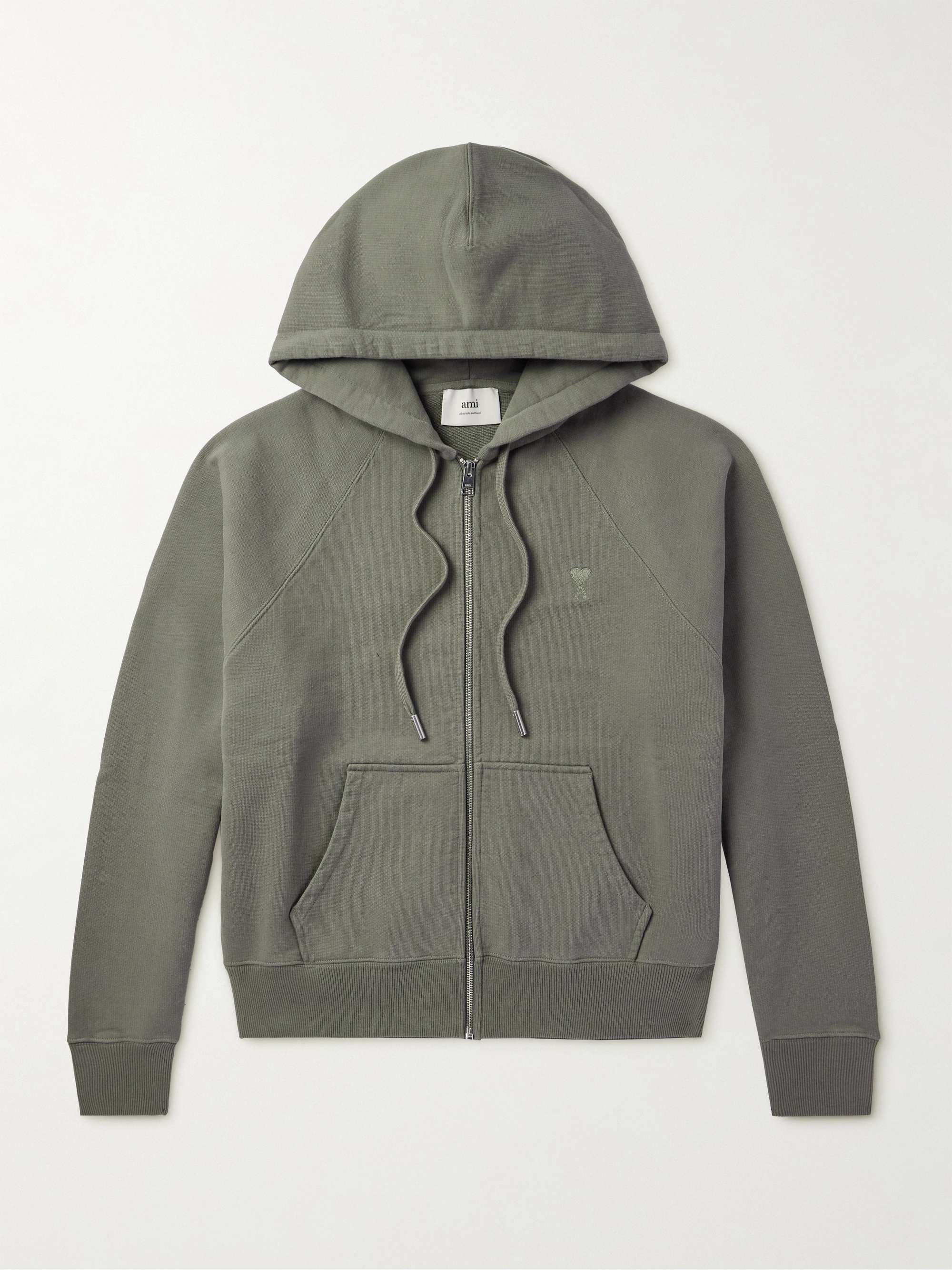 Logo-Embroidered Organic Cotton-Jersey Zip-Up Hoodie view