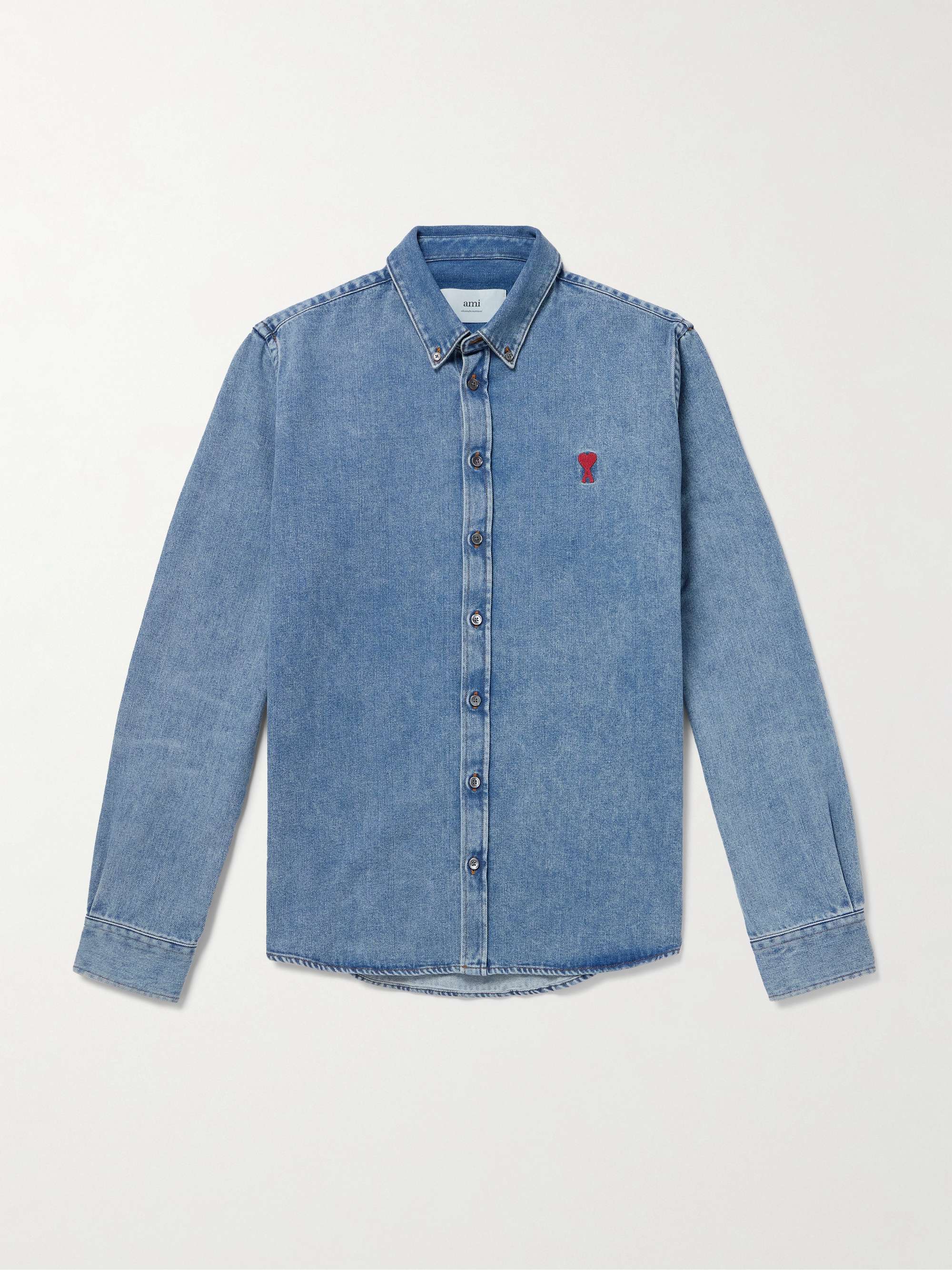 Logo-Embroidered Button-Down Collar Denim Shirt view