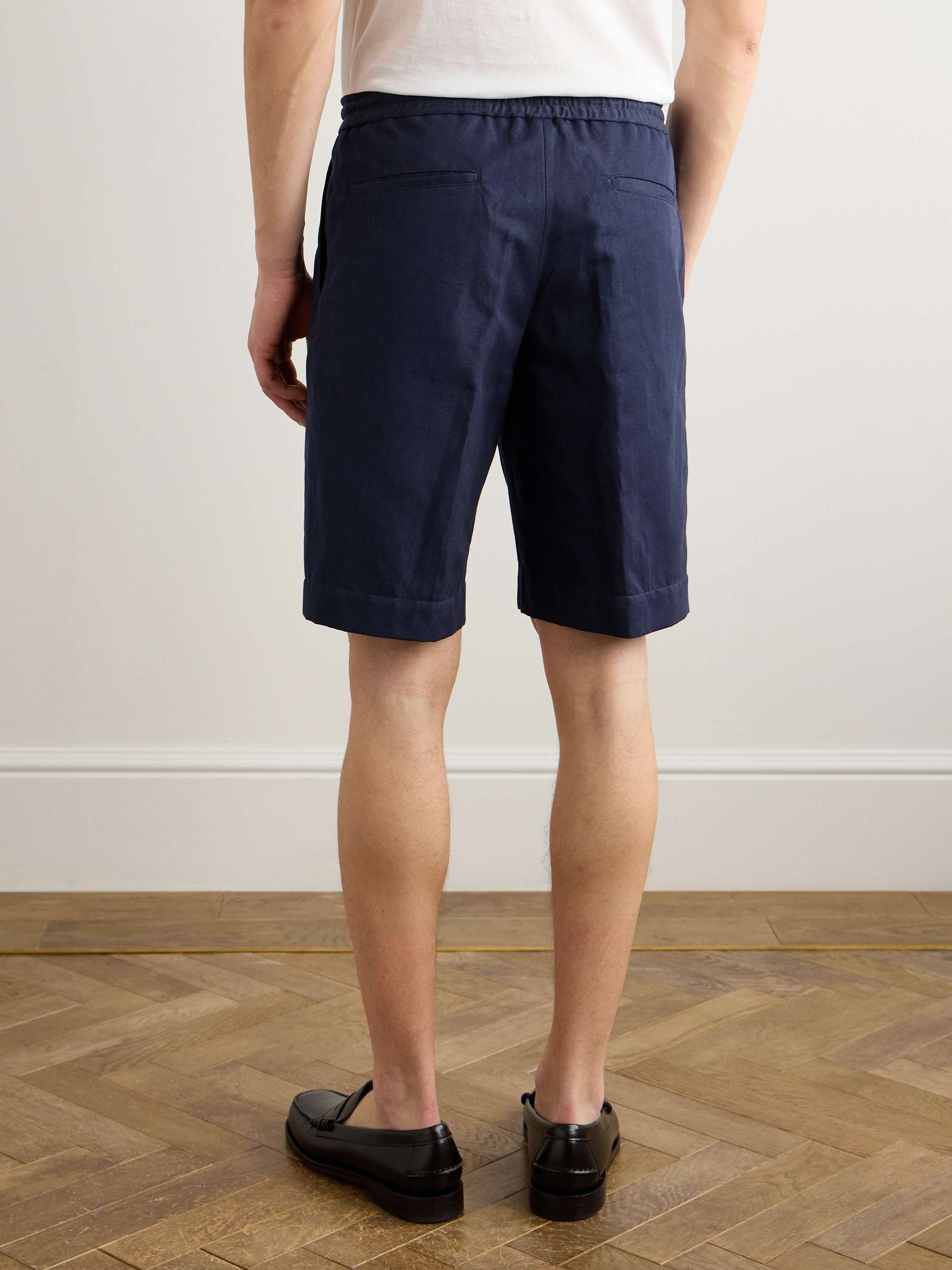 Venezia 1951 Straight-Leg Cotton and Linen-Blend Twill Drawstring Bermuda Shorts view