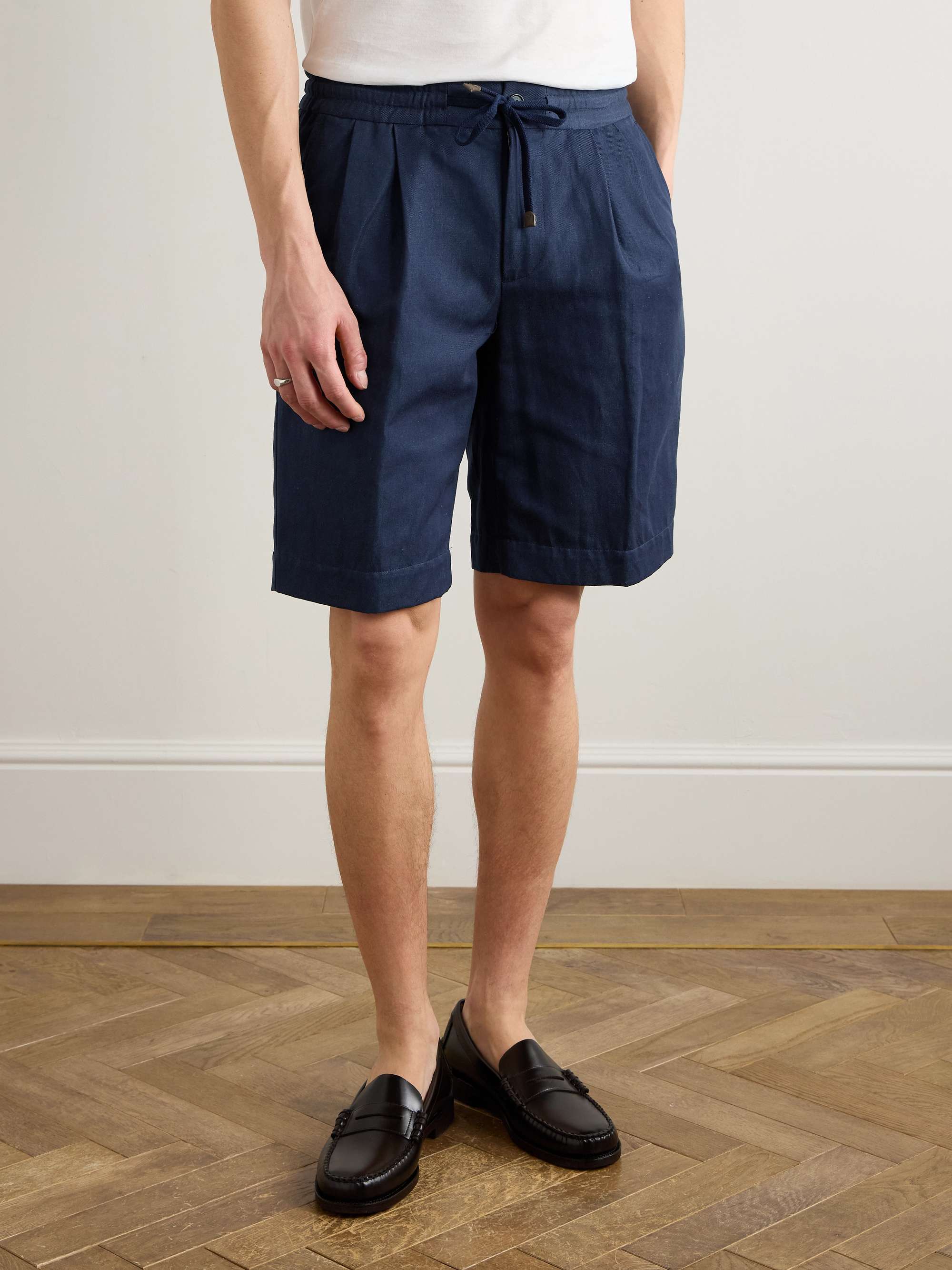 Venezia 1951 Straight-Leg Cotton and Linen-Blend Twill Drawstring Bermuda Shorts view