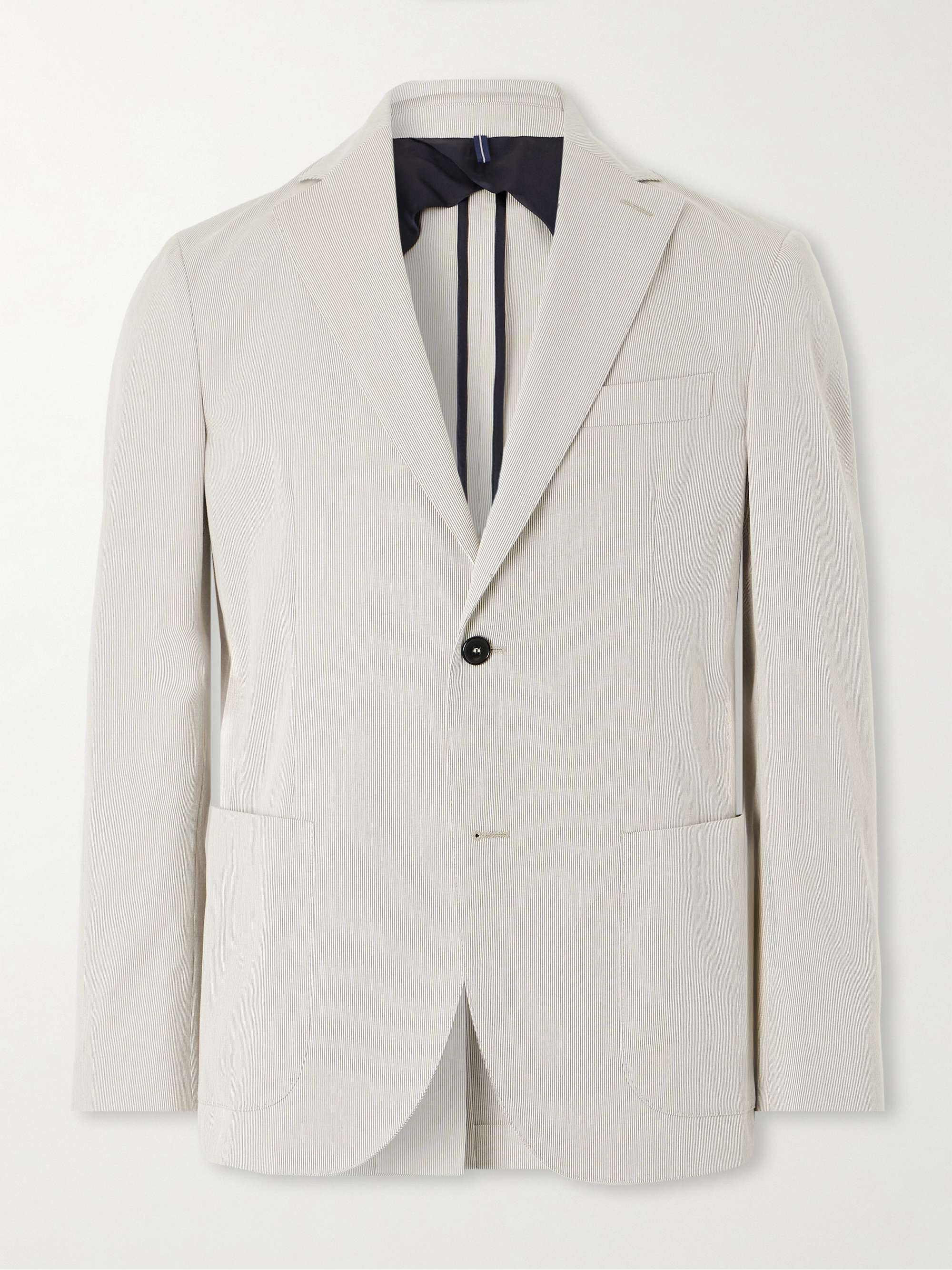 Slim-Fit Striped Cotton Suit Jacket view