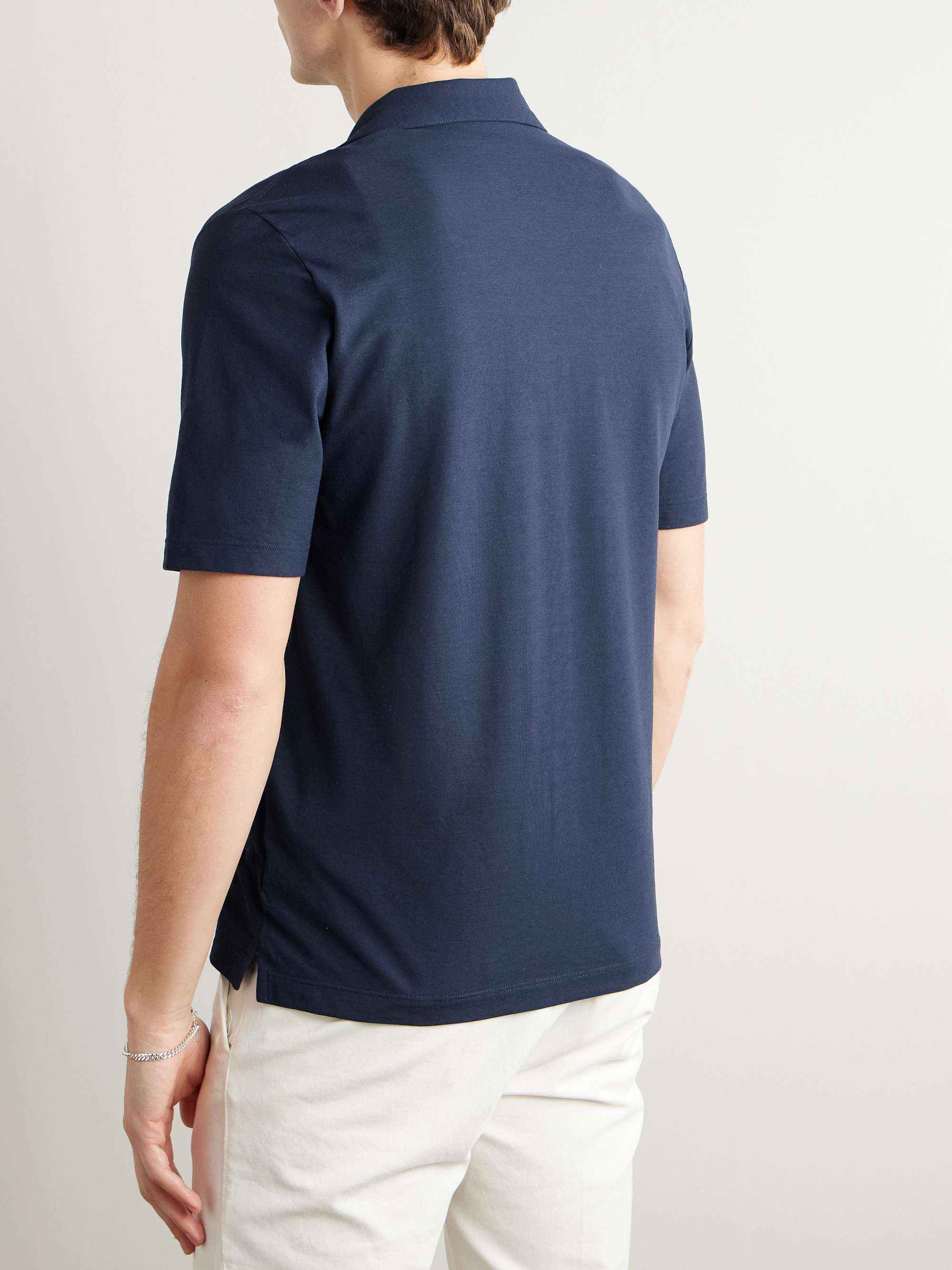 Zanone Camp-Collar Cotton-Jersey Shirt view