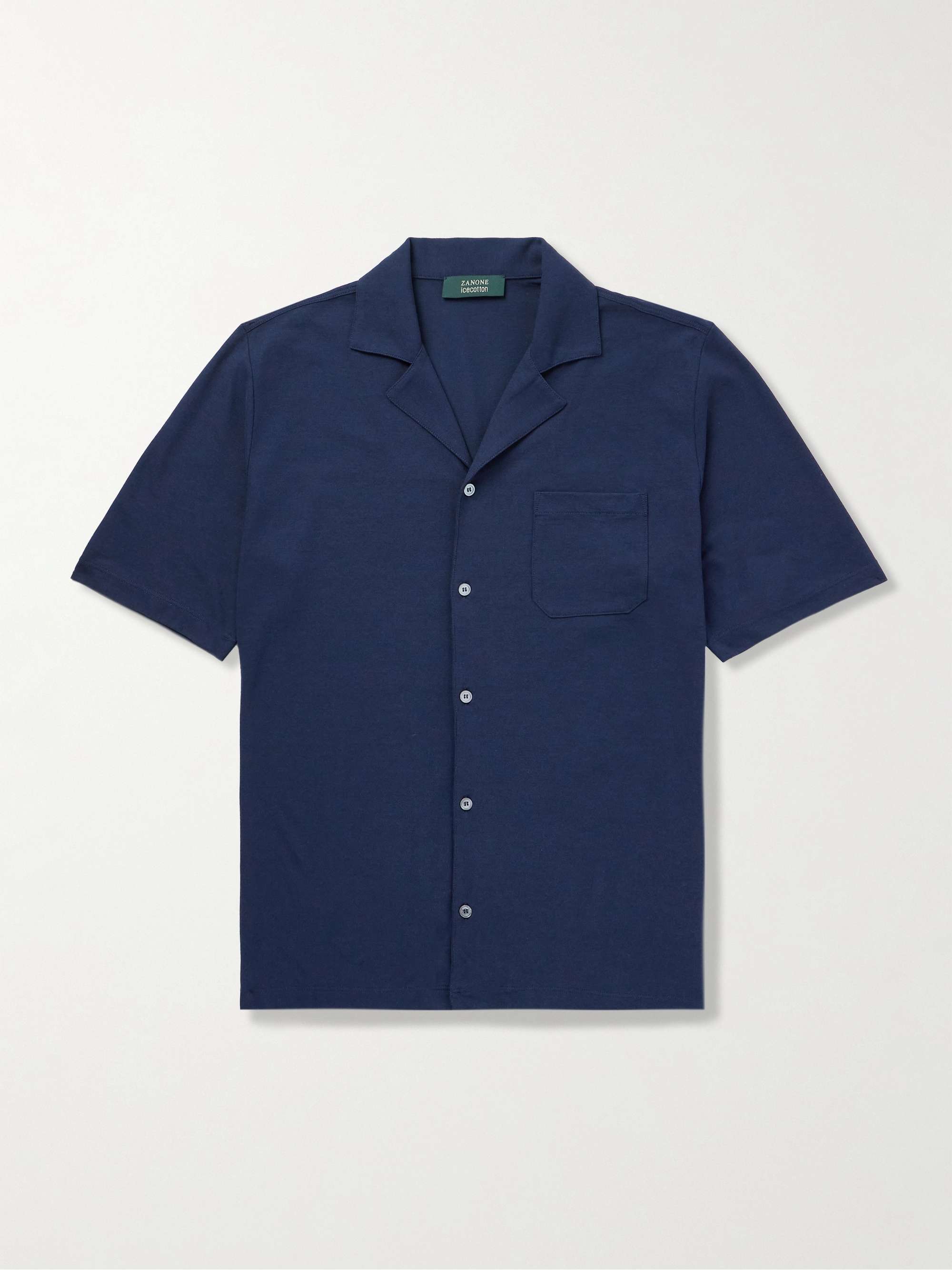 Zanone Camp-Collar Cotton-Jersey Shirt view