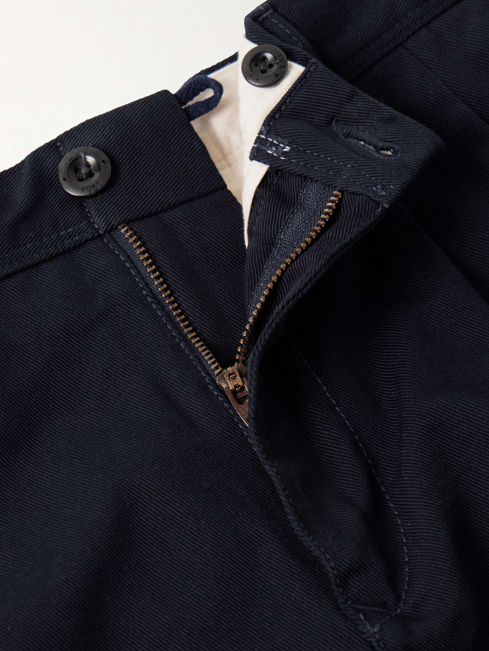 Slim-Fit Pleated Cotton-Twill Trousers view