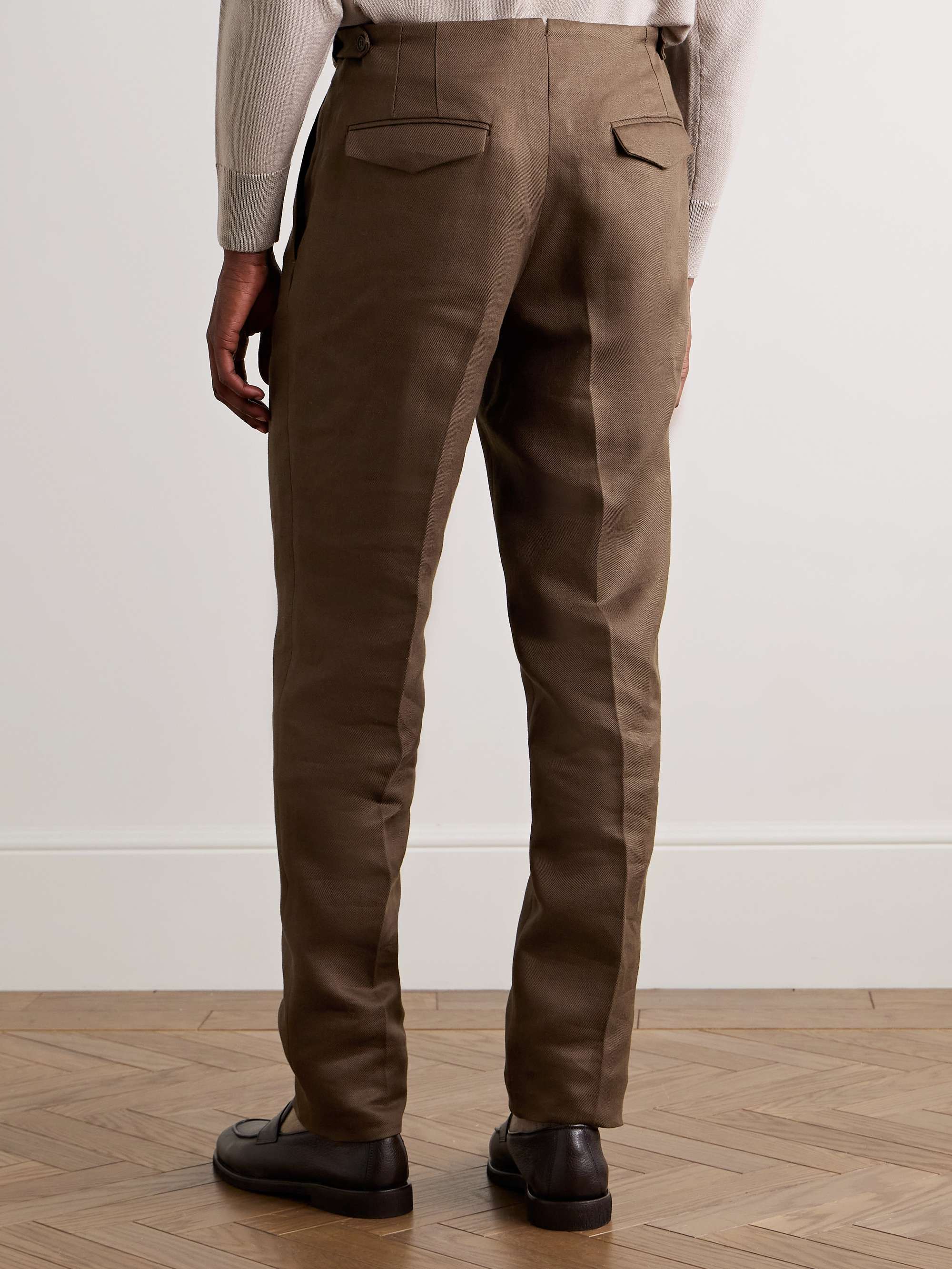 Venezia 1951 Tapered Pleated Linen-Blend Trousers view