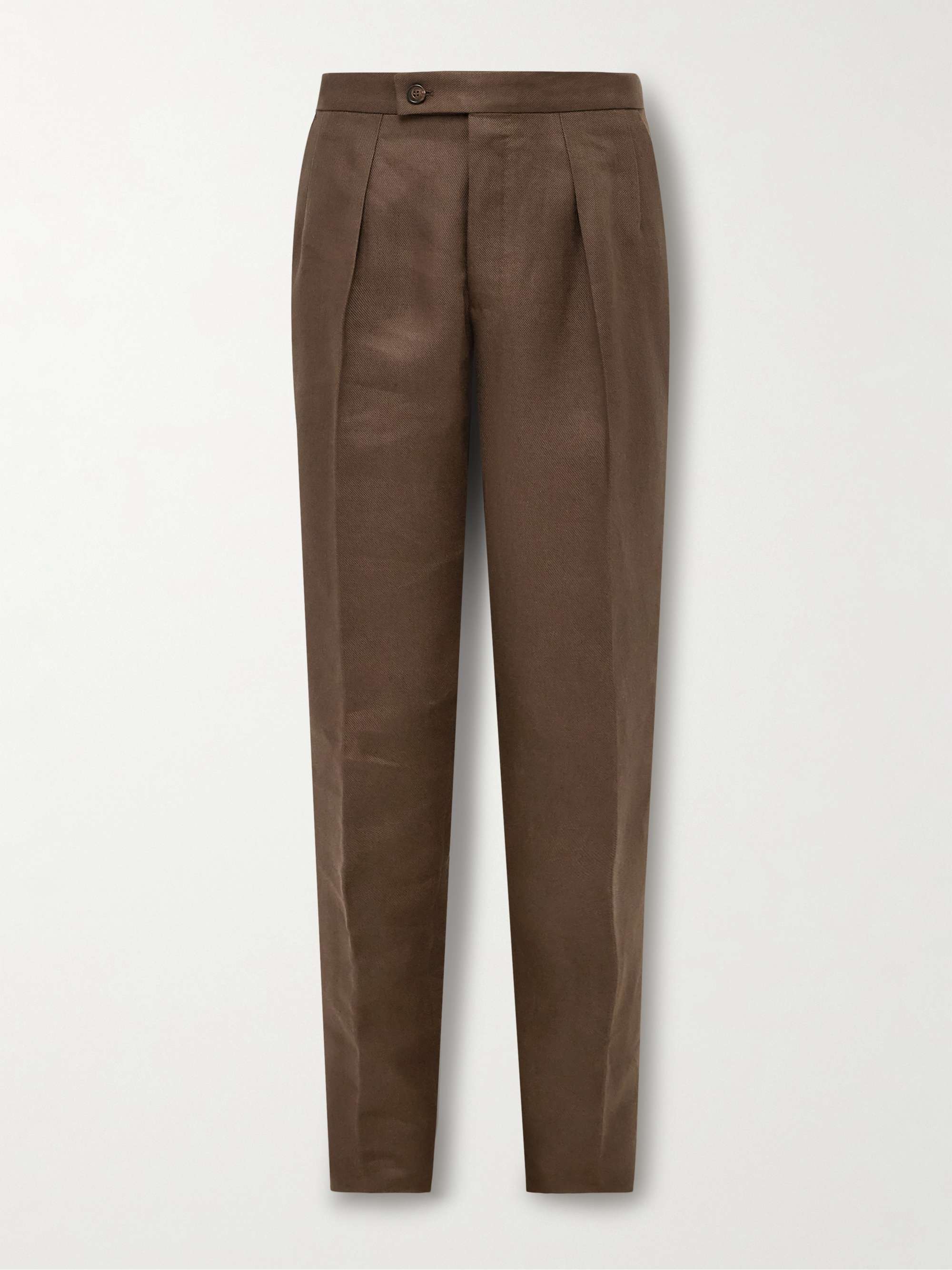 Venezia 1951 Tapered Pleated Linen-Blend Trousers view