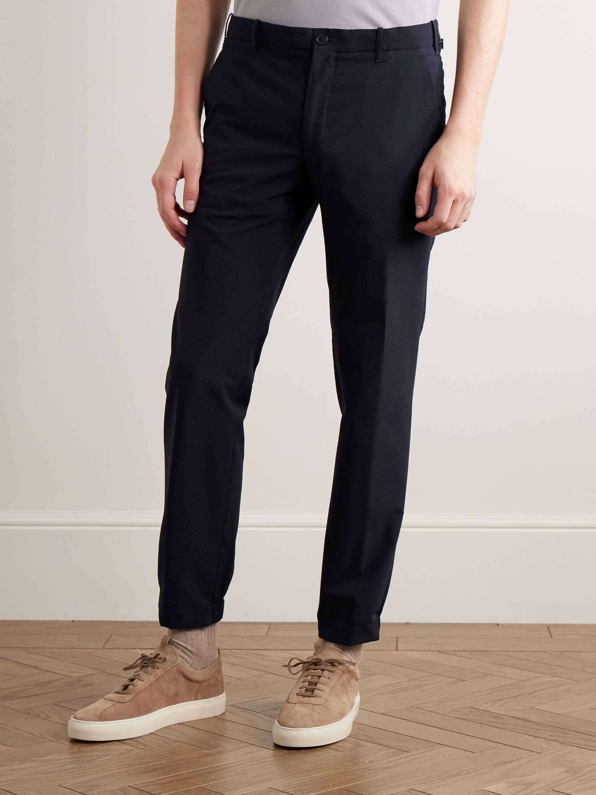 Teknosartorial Slim-Fit Stretch-Seersucker Trousers view