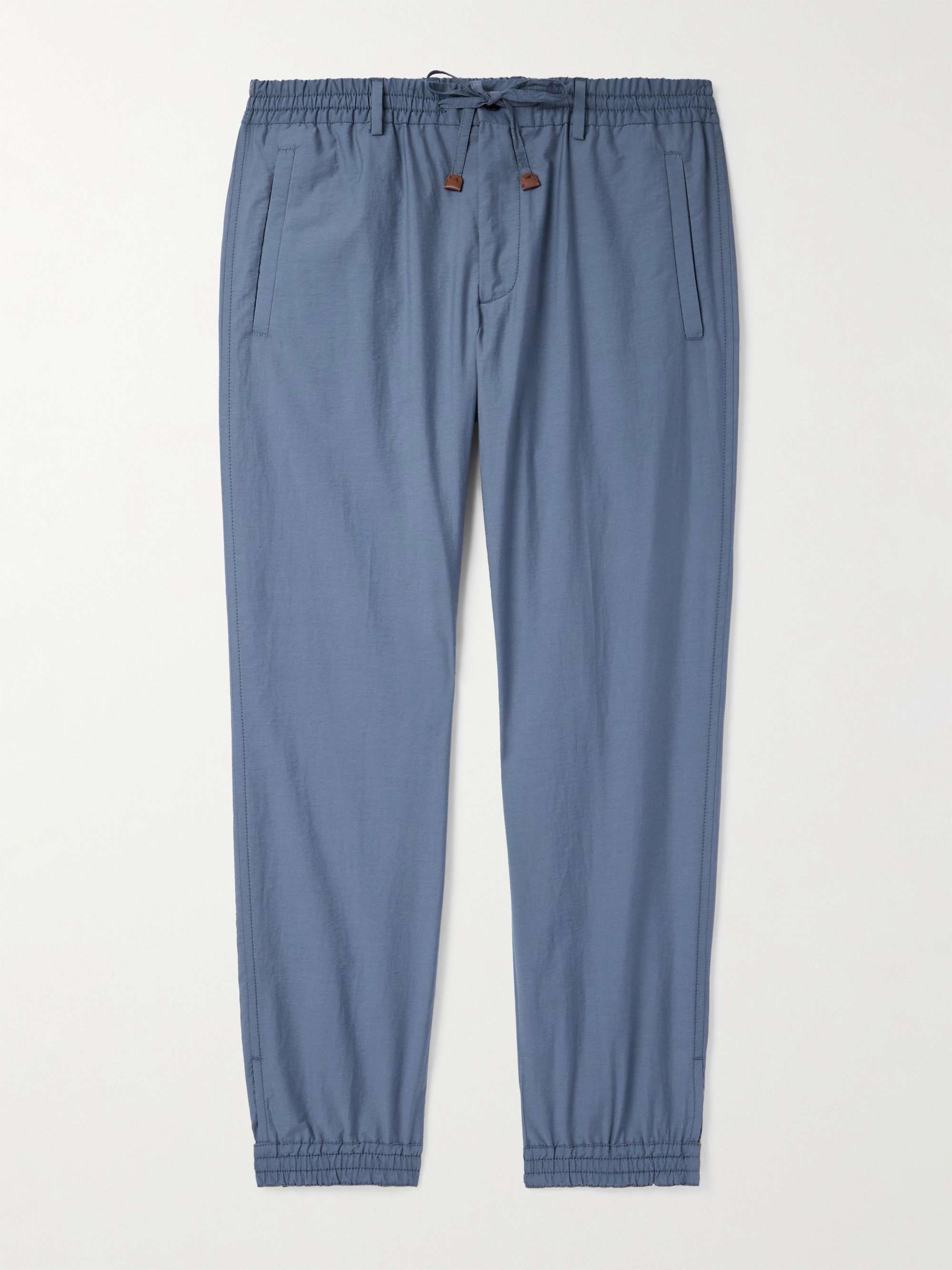 Teknosartorial Slim-Fit Tapered Cotton-Blend Poplin Drawstring Trousers view