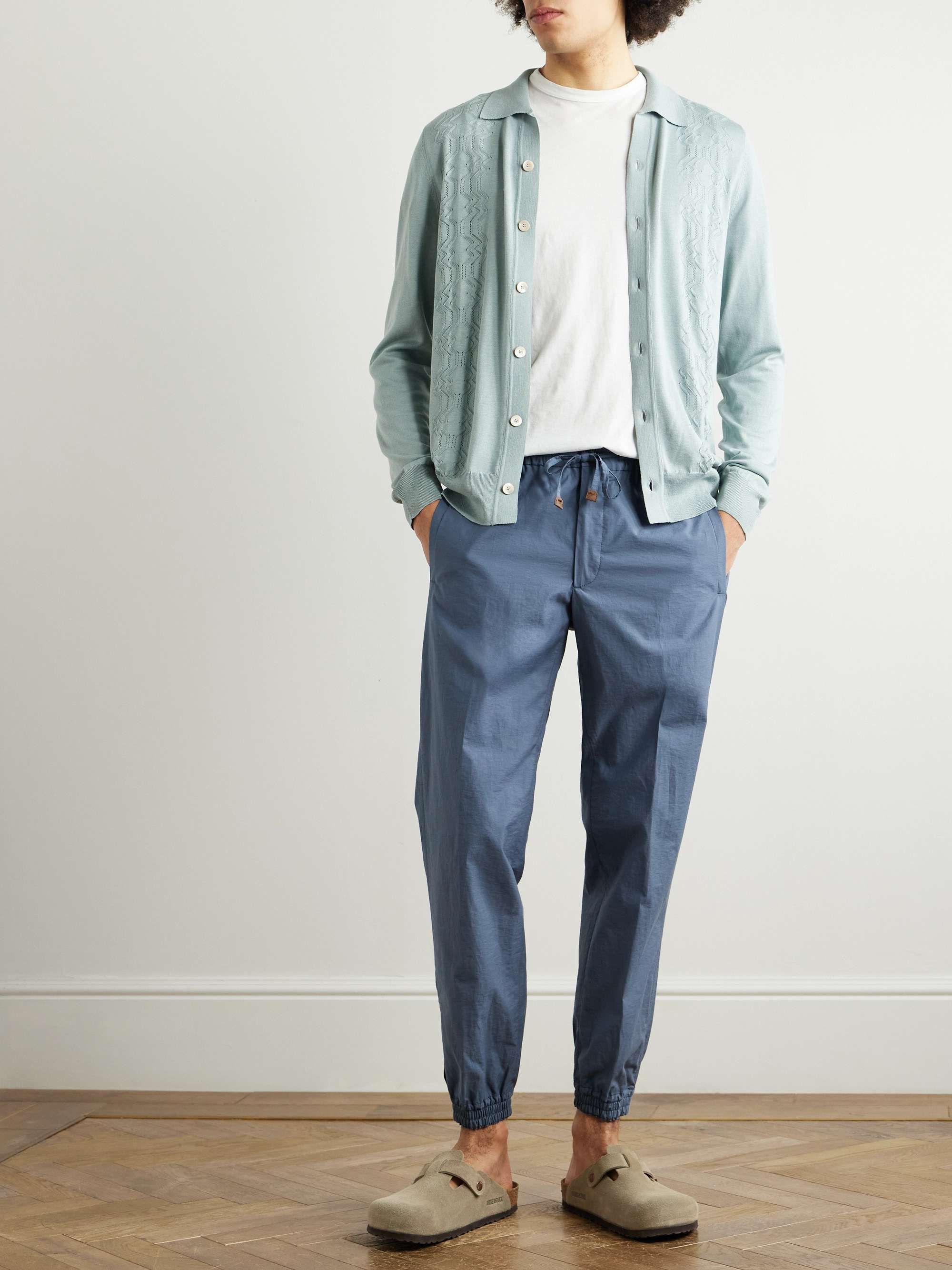 Teknosartorial Slim-Fit Tapered Cotton-Blend Poplin Drawstring Trousers view