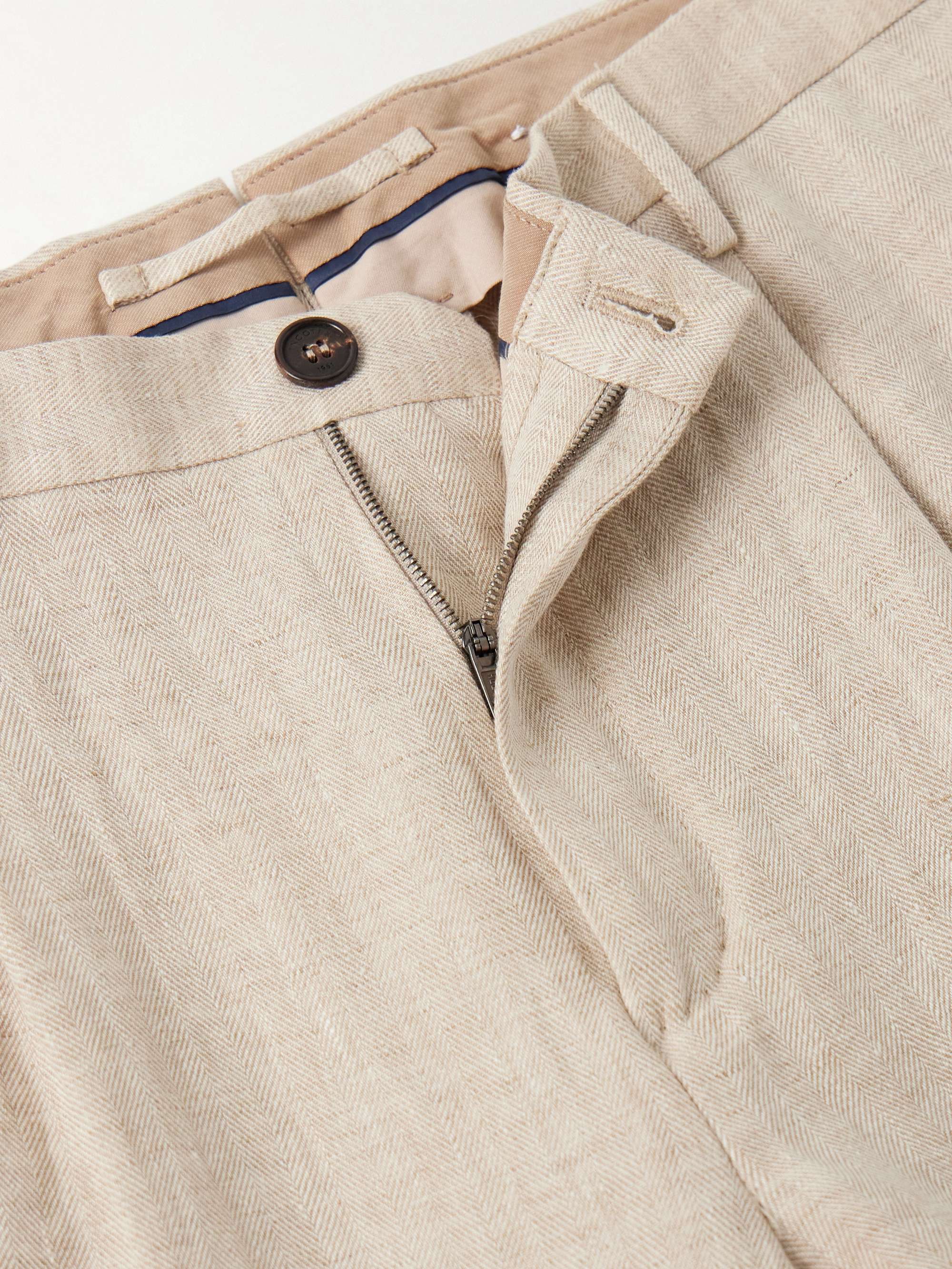 Venezia 1951 Tapered Pleated Herringbone Linen Trousers view