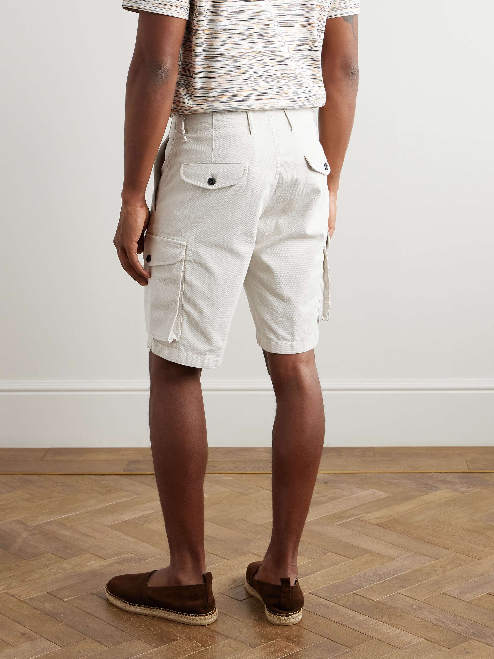 Straight-Leg Textured Cotton-Blend Cargo Shorts view
