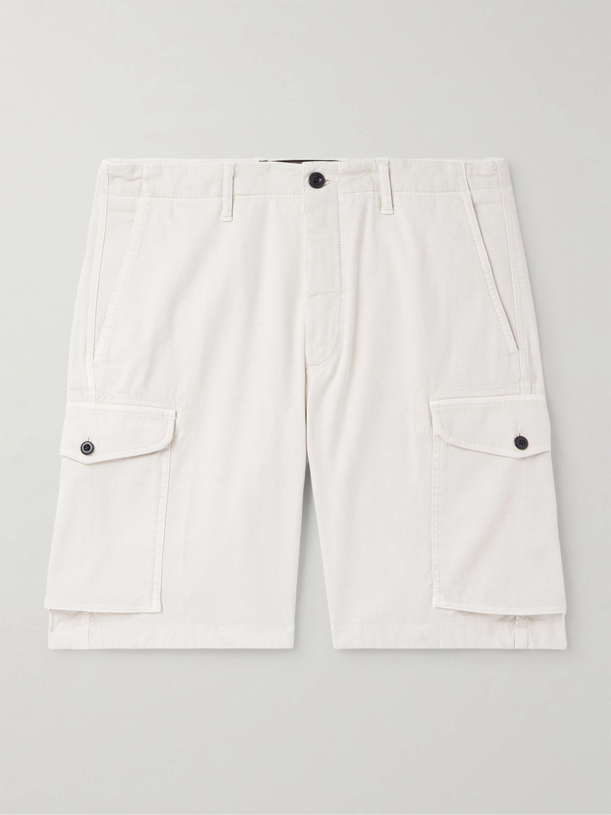 Straight-Leg Textured Cotton-Blend Cargo Shorts view