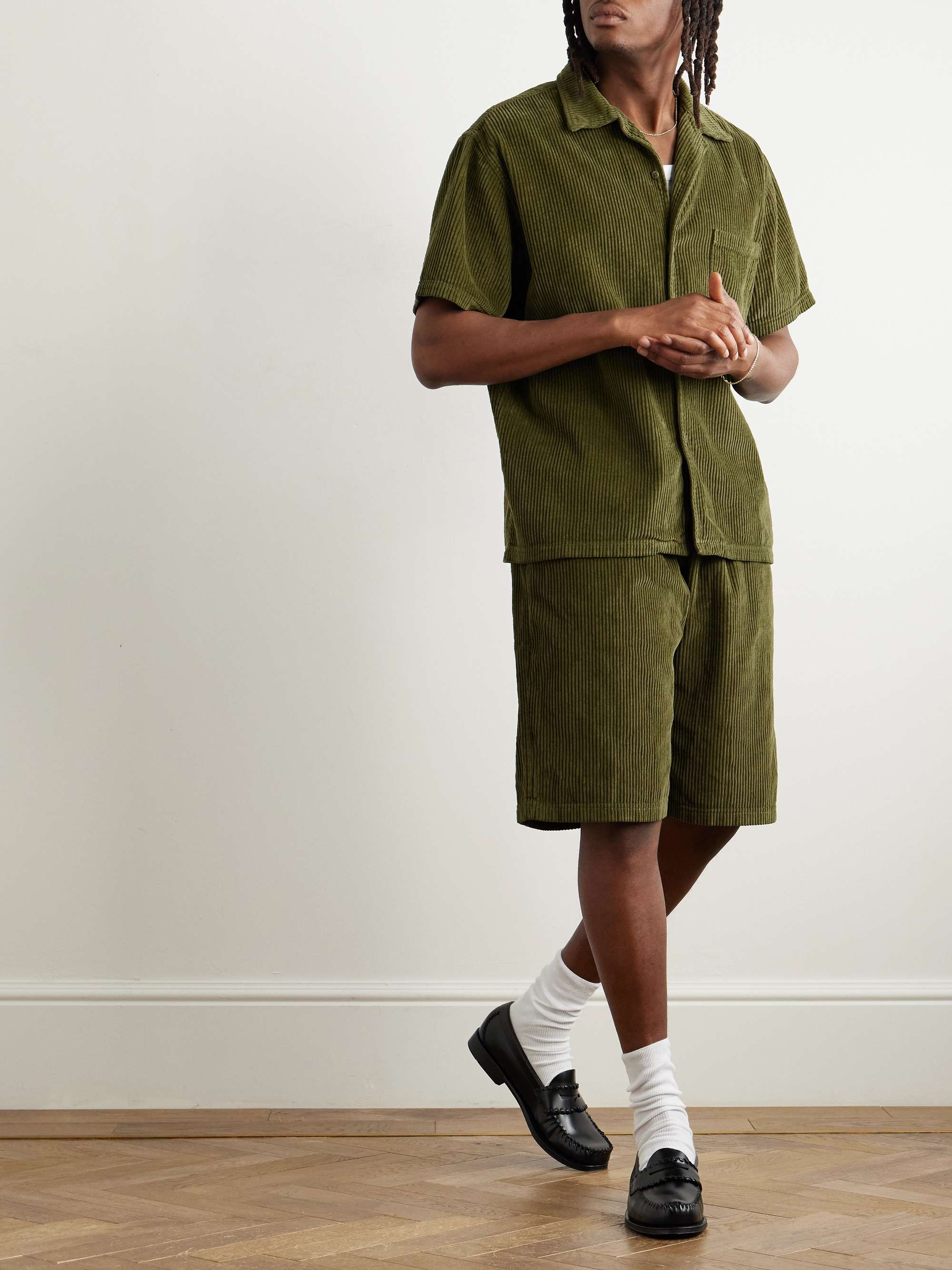Camp-Collar Garment-Dyed Cotton-Corduroy Shirt view