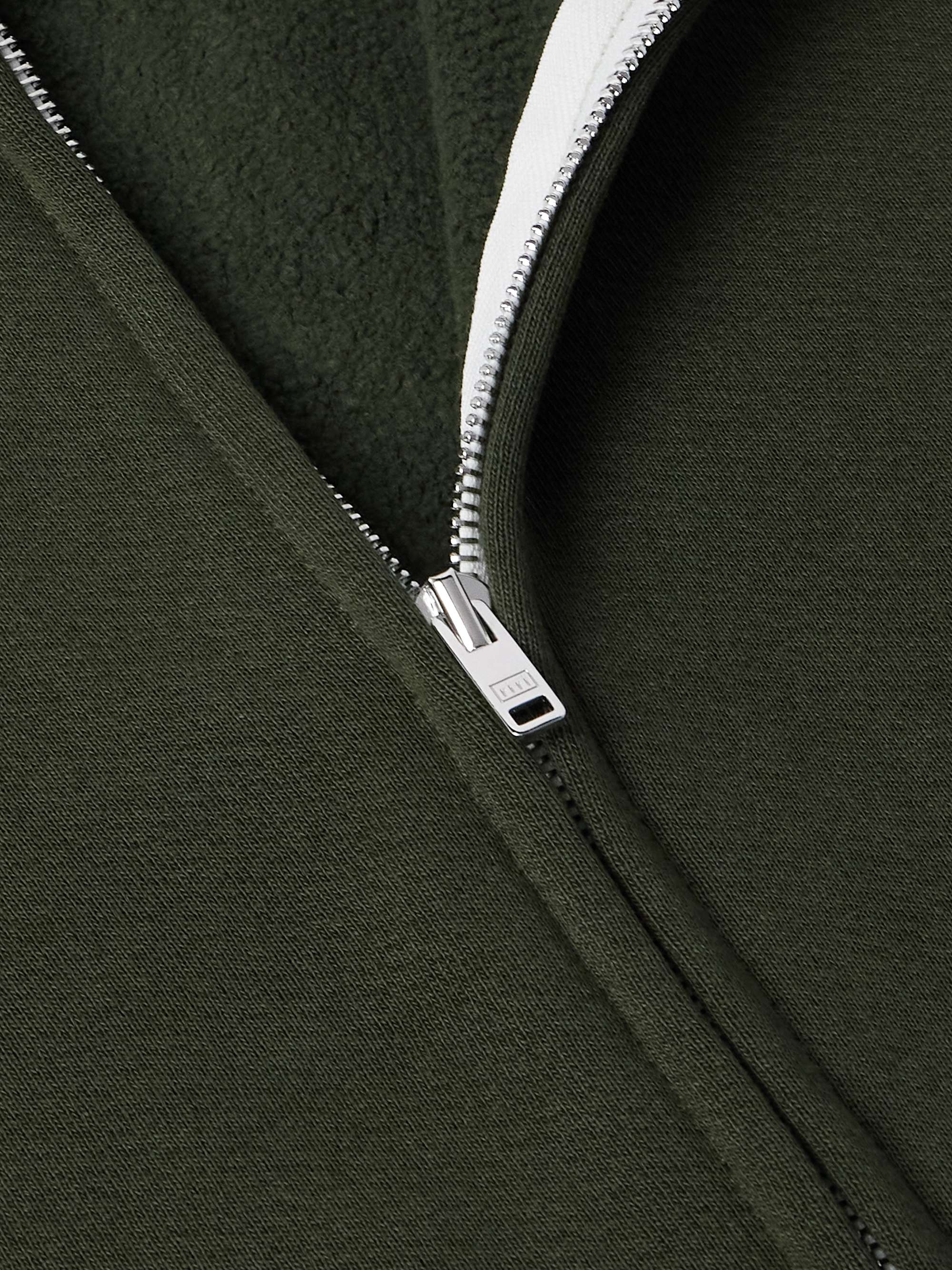 Garment-Dyed Distressed Cotton-Jersey Zip-Up Hoodie view